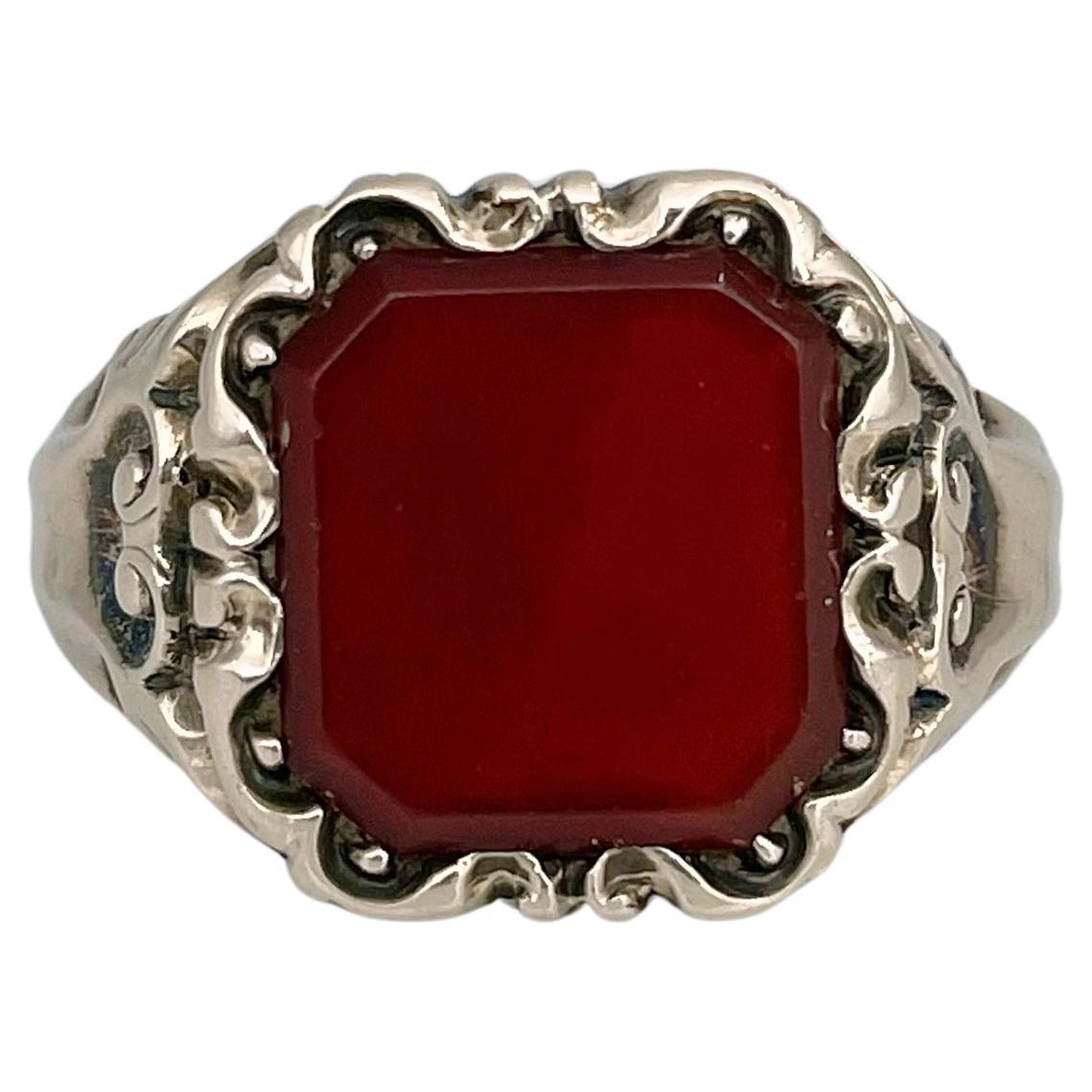 Vintage 9 Karat Gold Carnelian Signet Ring