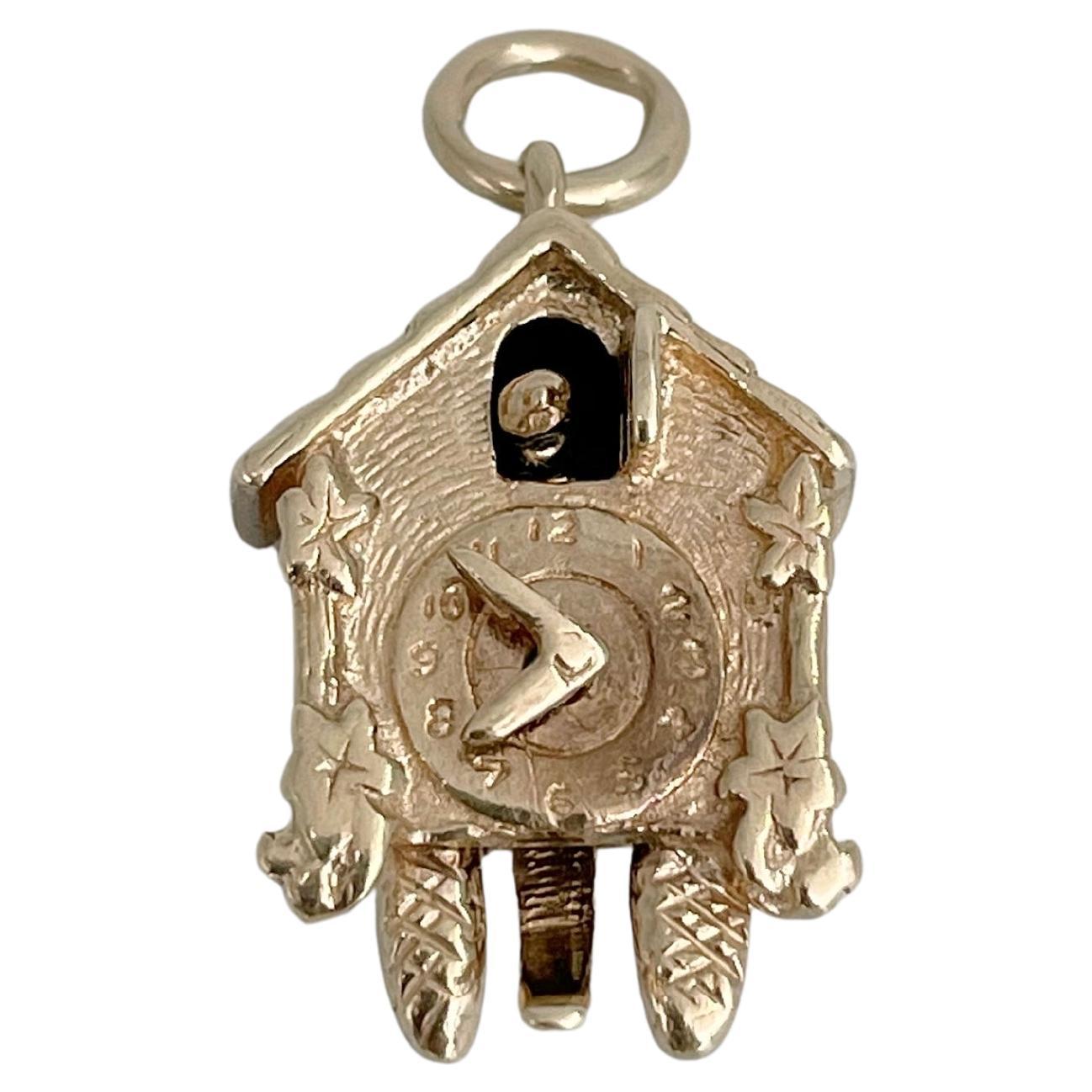 Vintage 9 Karat Gold Cuckoo Clock Moving Charm Pendant