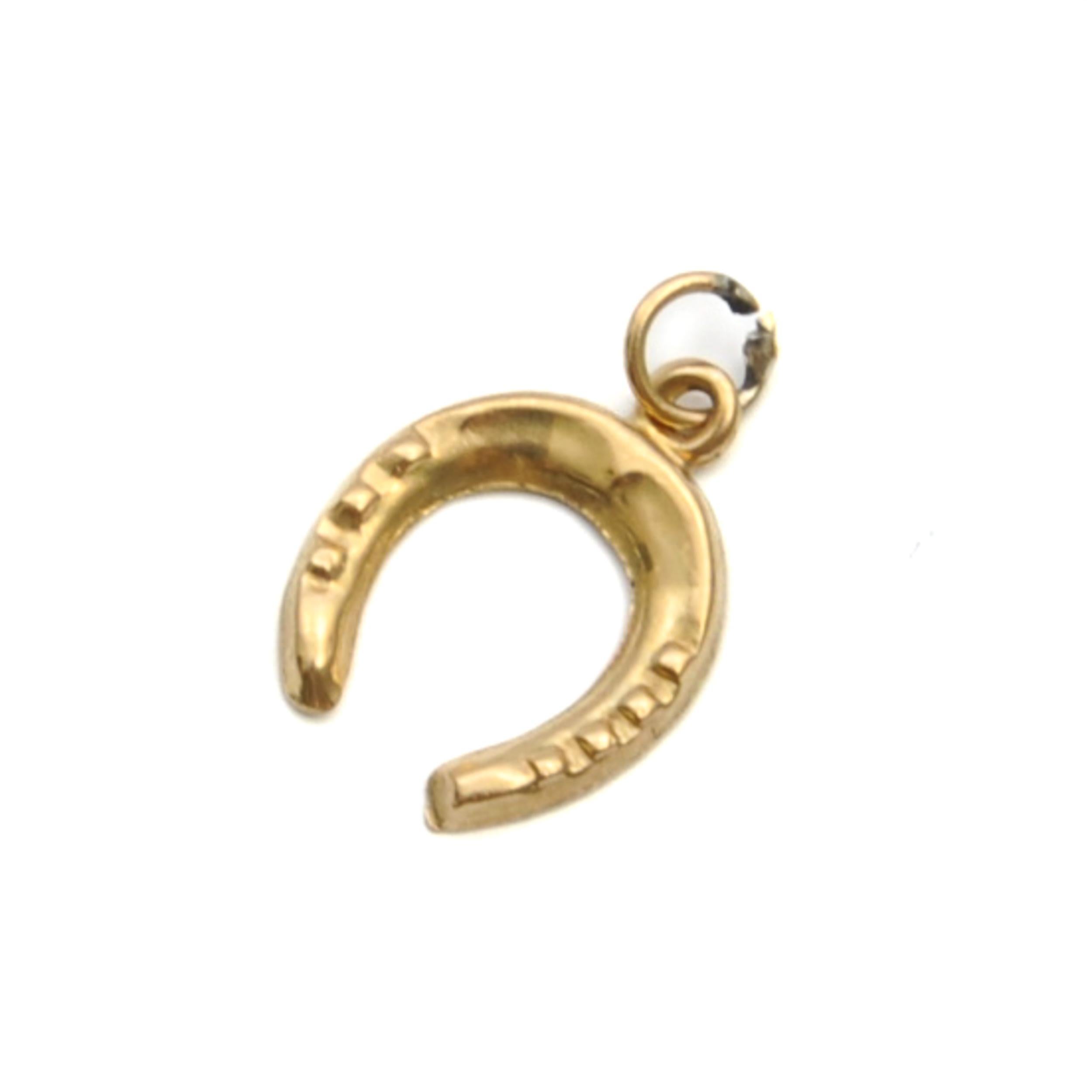 Vintage 9K Gold Lucky Horseshoe Charm Pendant For Sale 3
