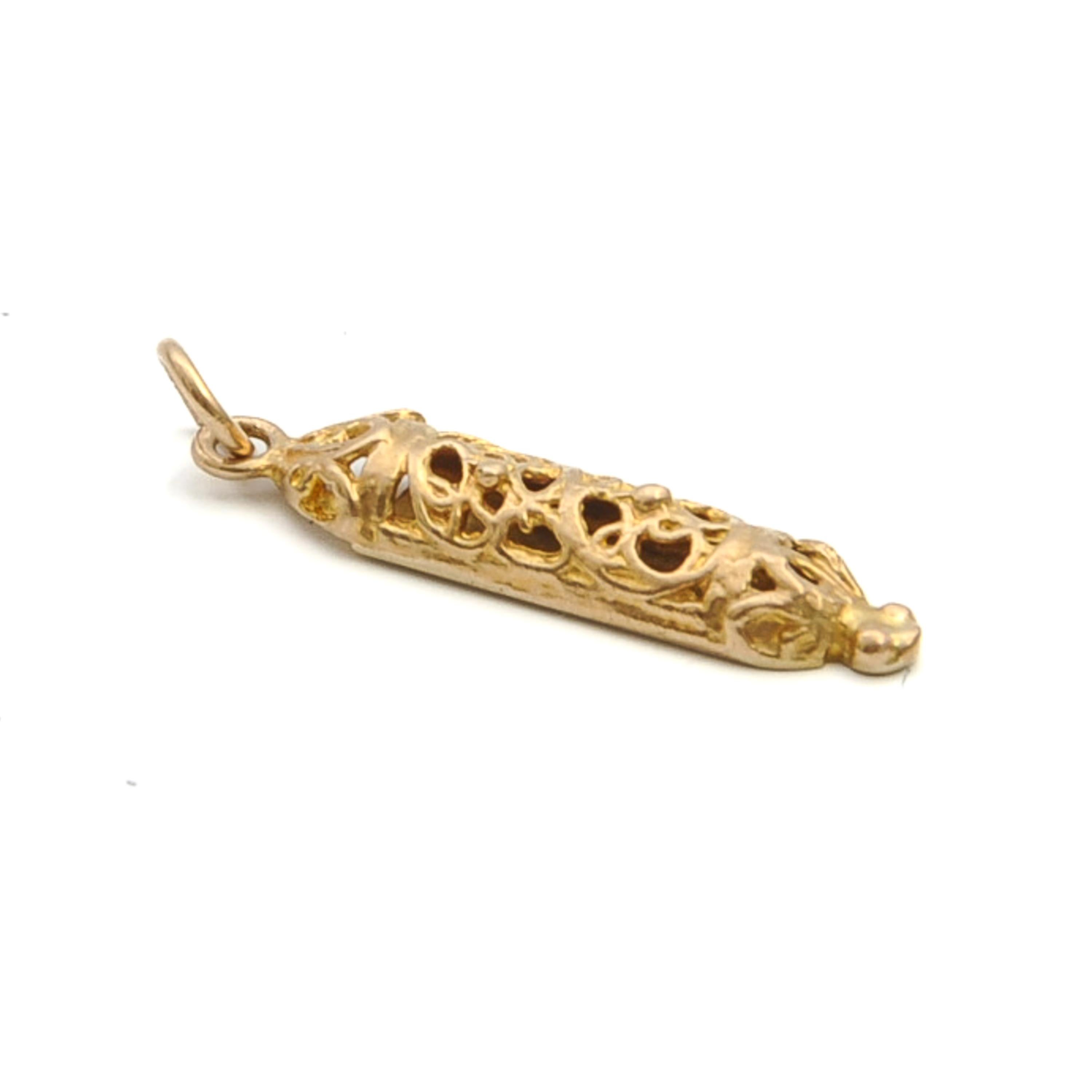 Pendentif breloque Mezuzah vintage en or 9 carats 4