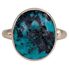 Ovaler Türkis-Ring aus 9 Karat Gold, Vintage