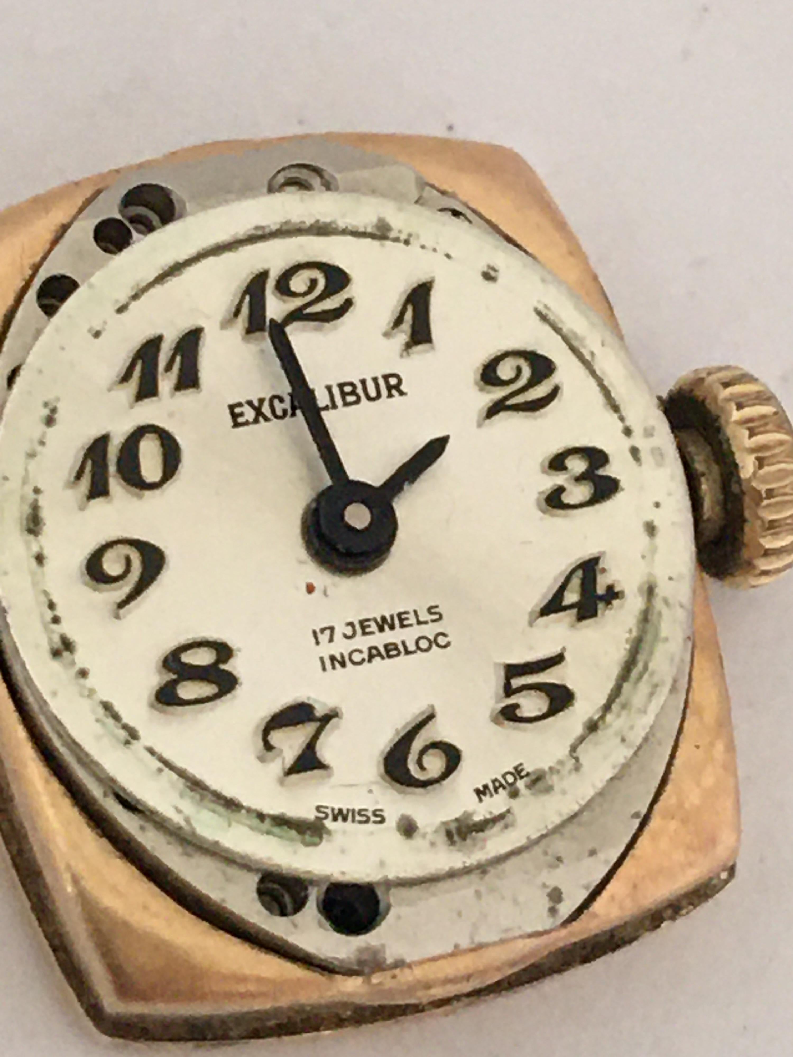 Vintage 9 Karat Gold Swiss Mechanical Ladies Watch For Sale 6