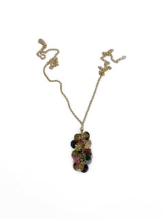 Vintage 9 Karat Gold TW 20.00 Carat Multicolor Tourmaline Collier Necklace