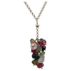 Vintage 9 Karat Gold TW 20.00 Carat Multicolor Tourmaline Collier Necklace