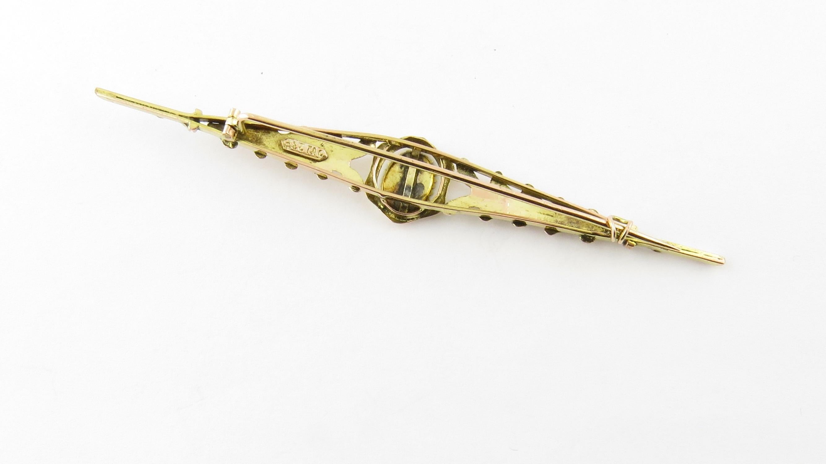 Vintage 9 Karat Yellow Gold and Enamel Rose Pin or Brooch #4361 In Good Condition For Sale In Washington Depot, CT