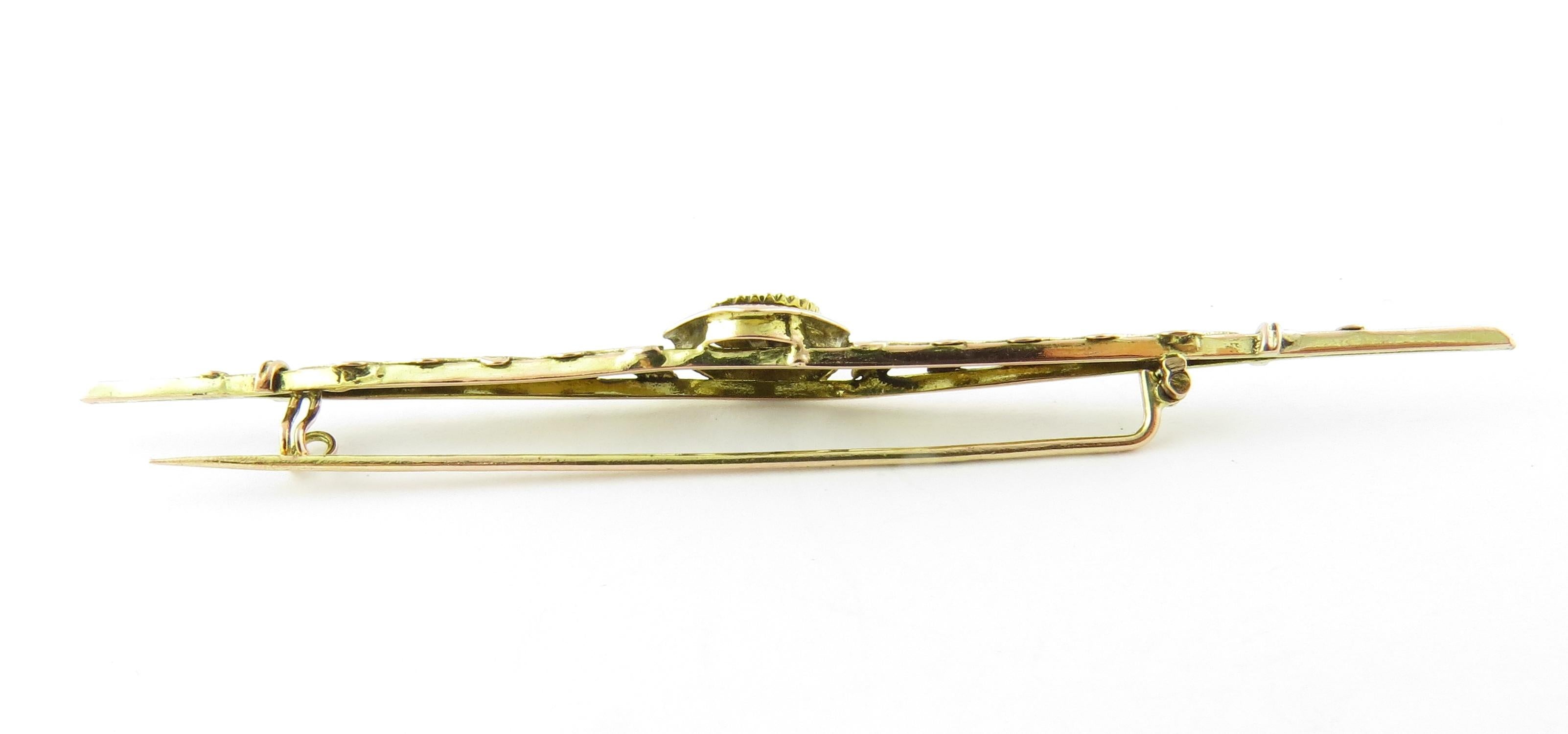 Vintage 9 Karat Yellow Gold and Enamel Rose Pin or Brooch #4361 For Sale 2