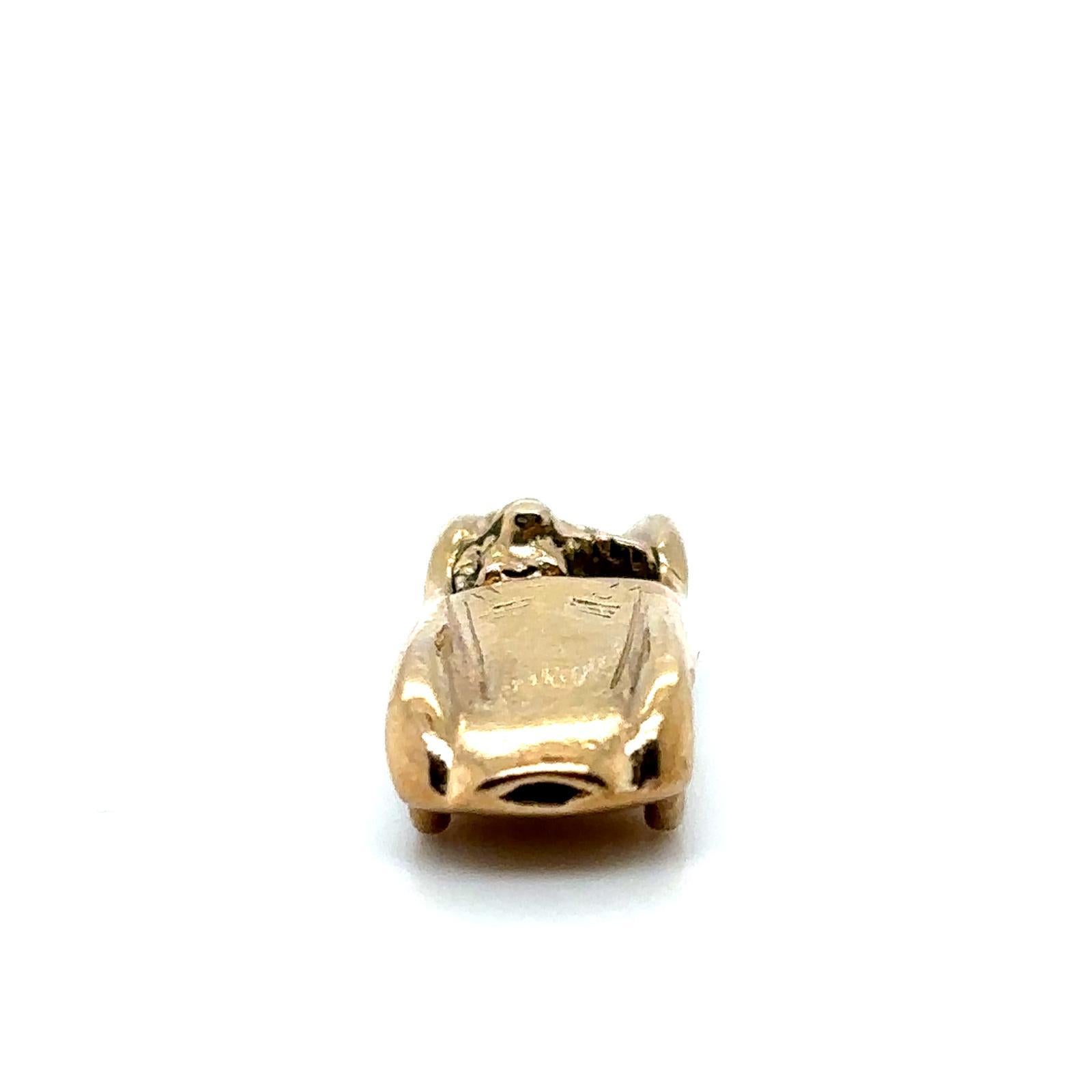 Vintage 9 Karat Yellow Gold Aston Martin DBR1 Racing Car Charm For Sale 3