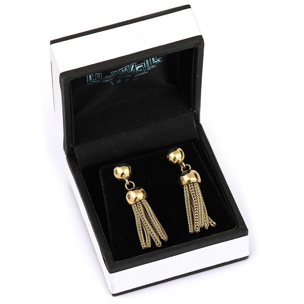 Vintage 9 Karat Yellow Gold Tassel Fringe Drop Earrings, circa 1987 5