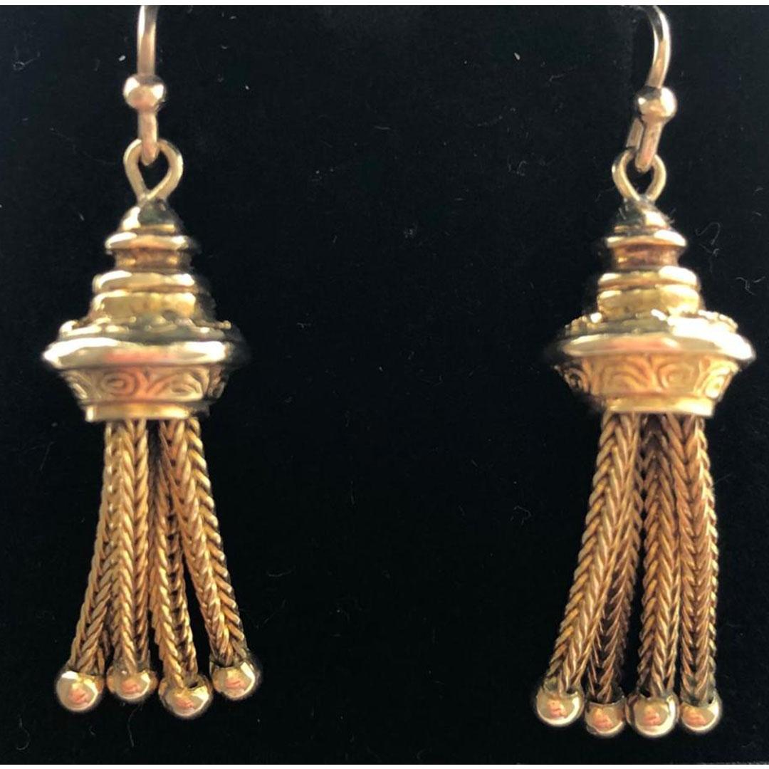 vintage gold tassel earrings