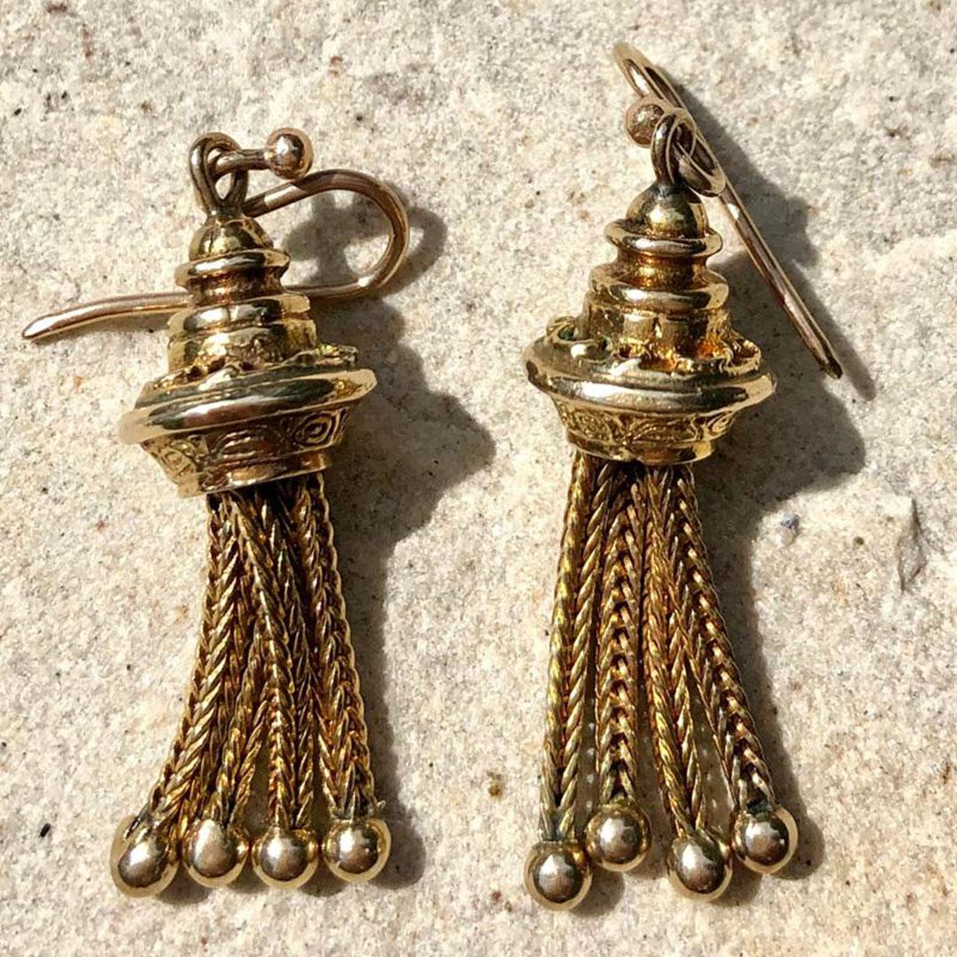 gold tassel drop earrings