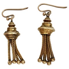 Vintage Gold Victorian Style Tassel Drop Earrings, Circa 1967