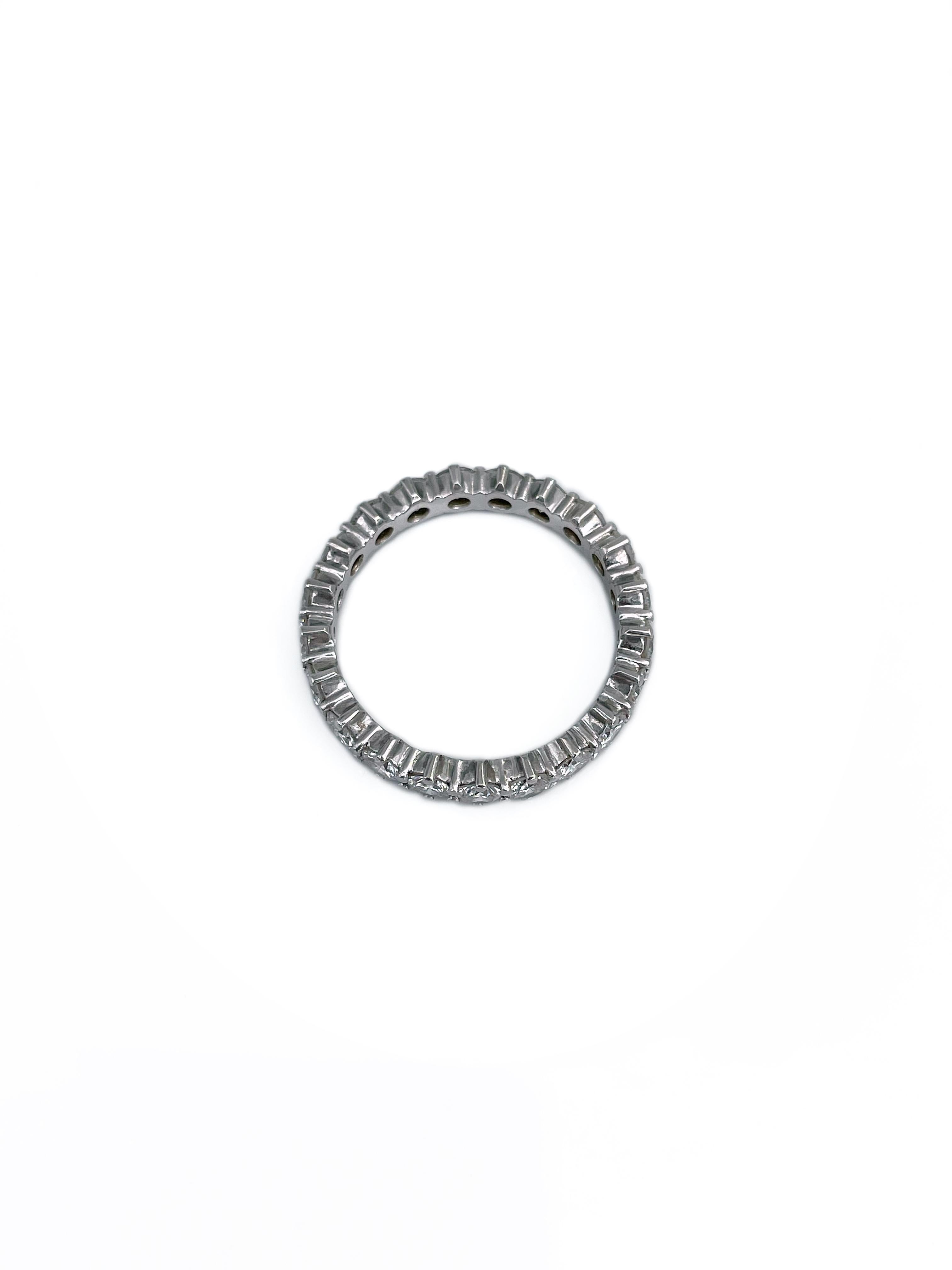 Women's or Men's Vintage 900 Platinum 2.00 Carat Brilliant Cut VVS VS Diamond Eternity Ring