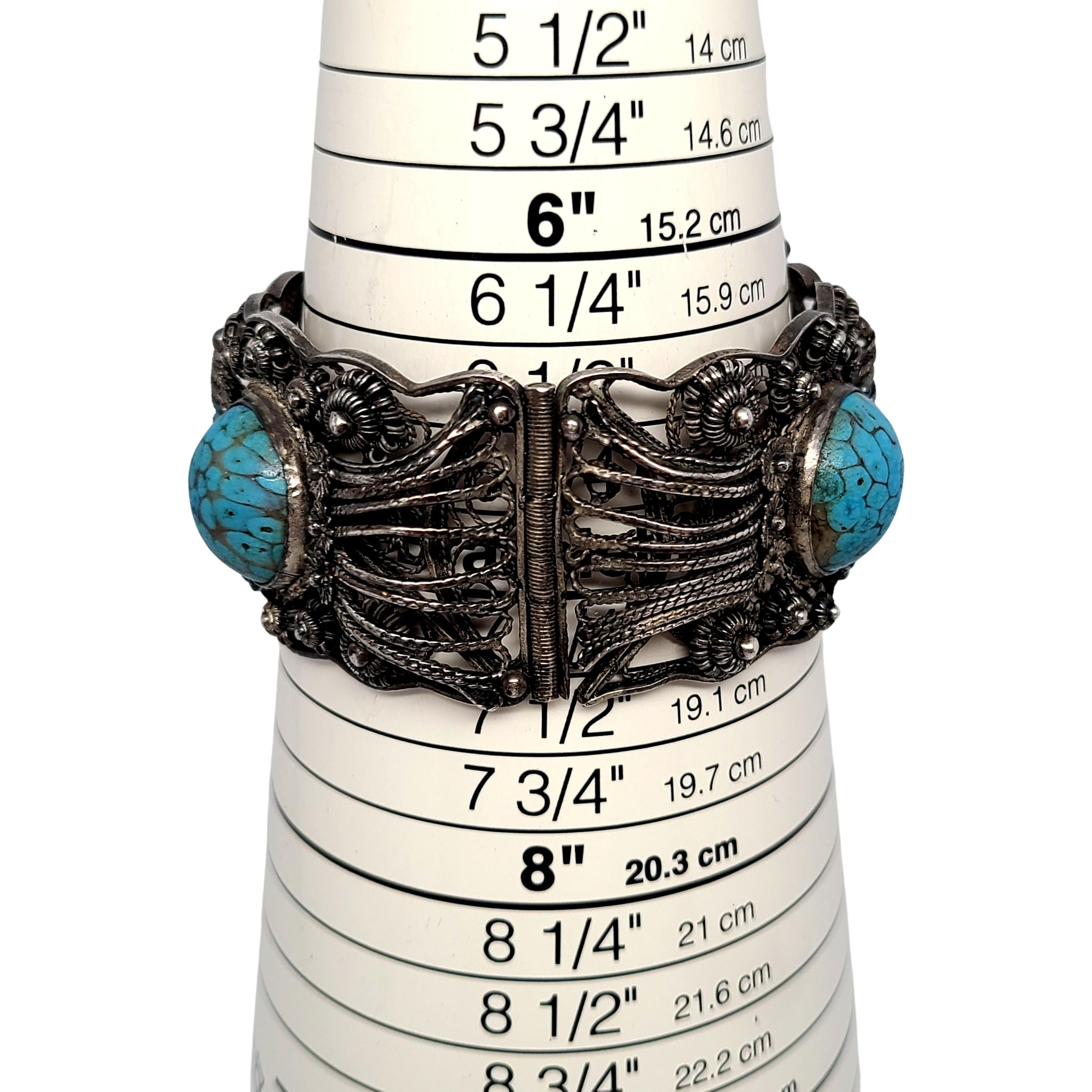 Armband mit Scharnierverschluss, 900er Jahre, Silber filigraner Türkis im Angebot 5
