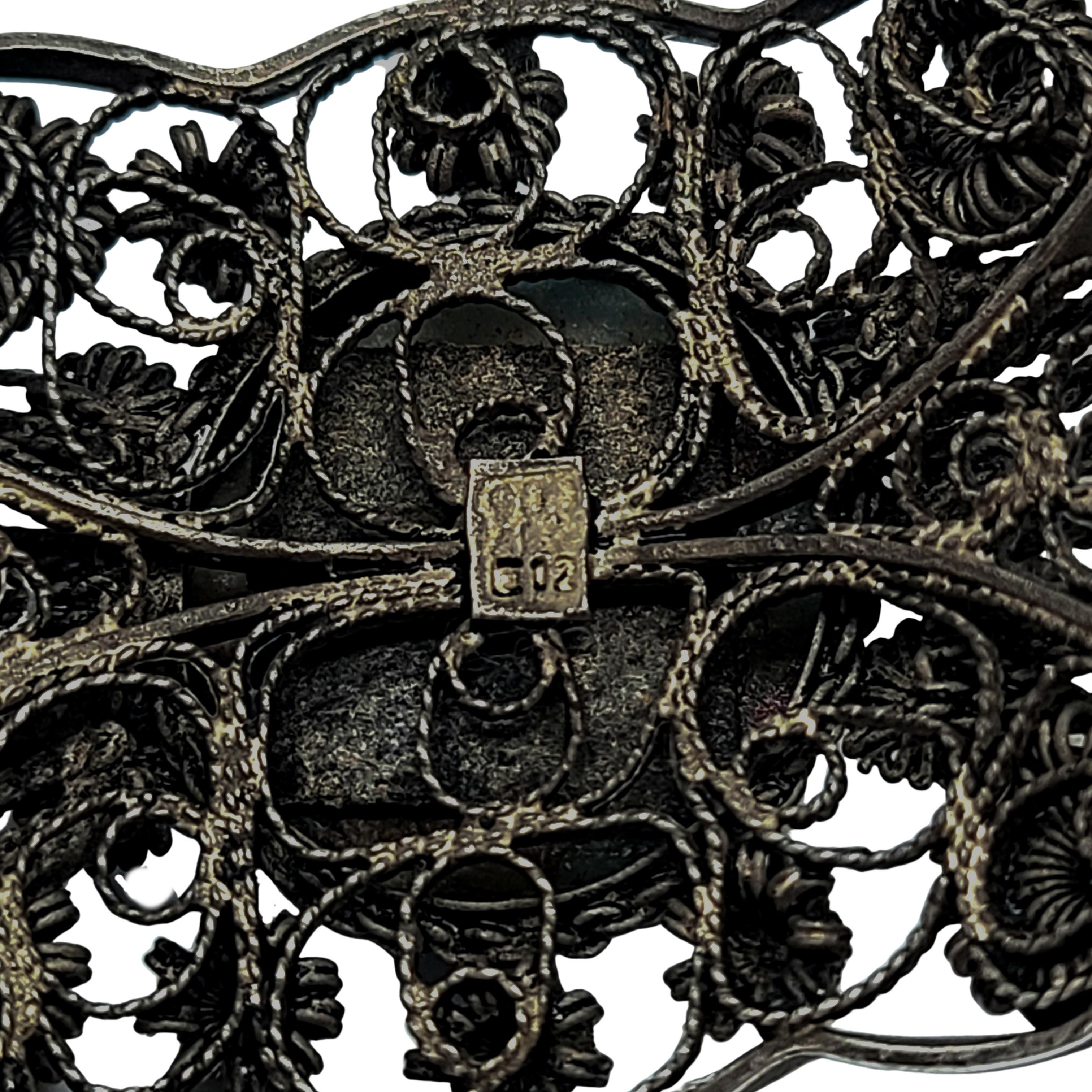 Armband mit Scharnierverschluss, 900er Jahre, Silber filigraner Türkis im Angebot 2