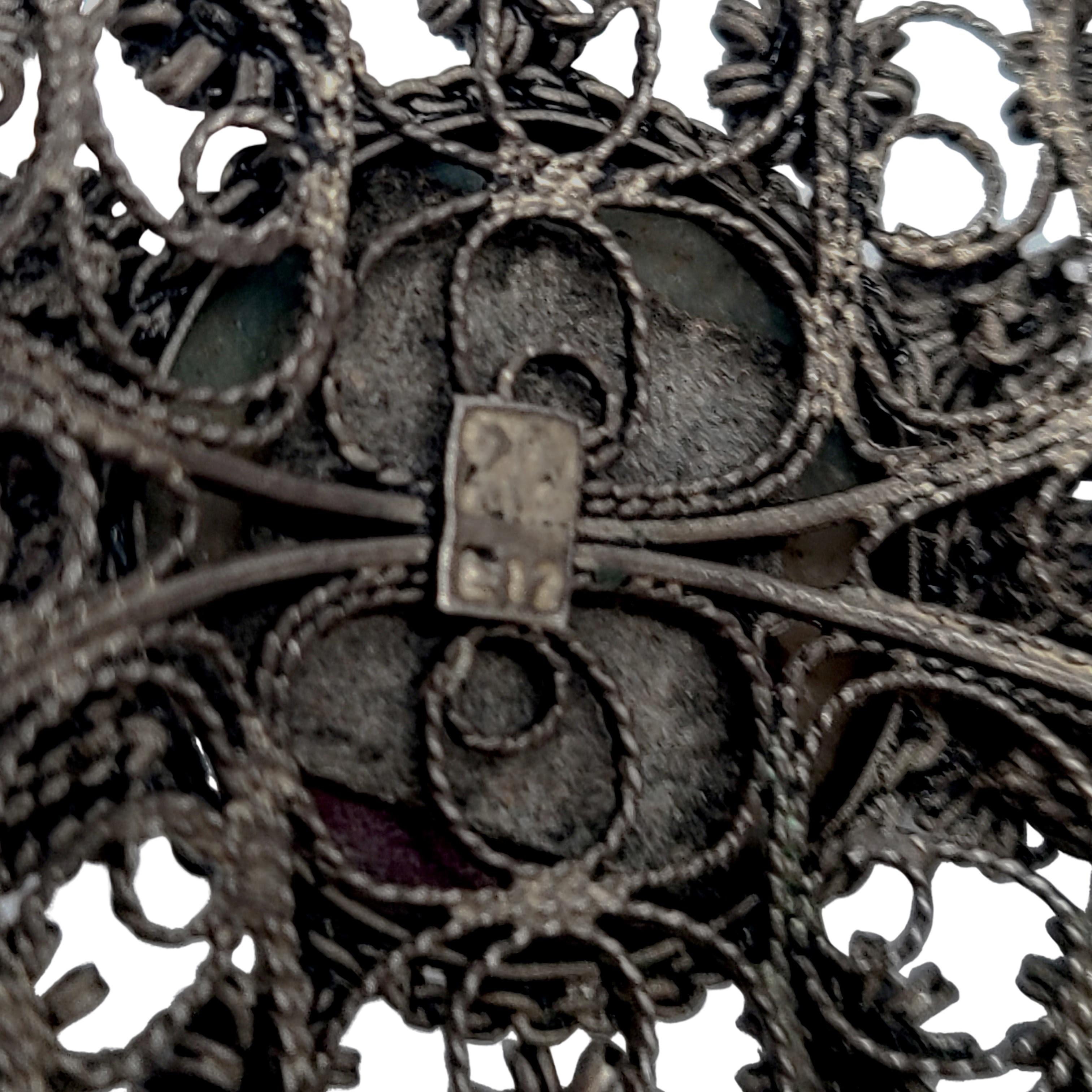 Armband mit Scharnierverschluss, 900er Jahre, Silber filigraner Türkis im Angebot 3