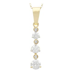 Anhänger aus 14 Karat Gelbgold mit 1,98 Karat Diamant im Vintage-Stil der 90er Jahre