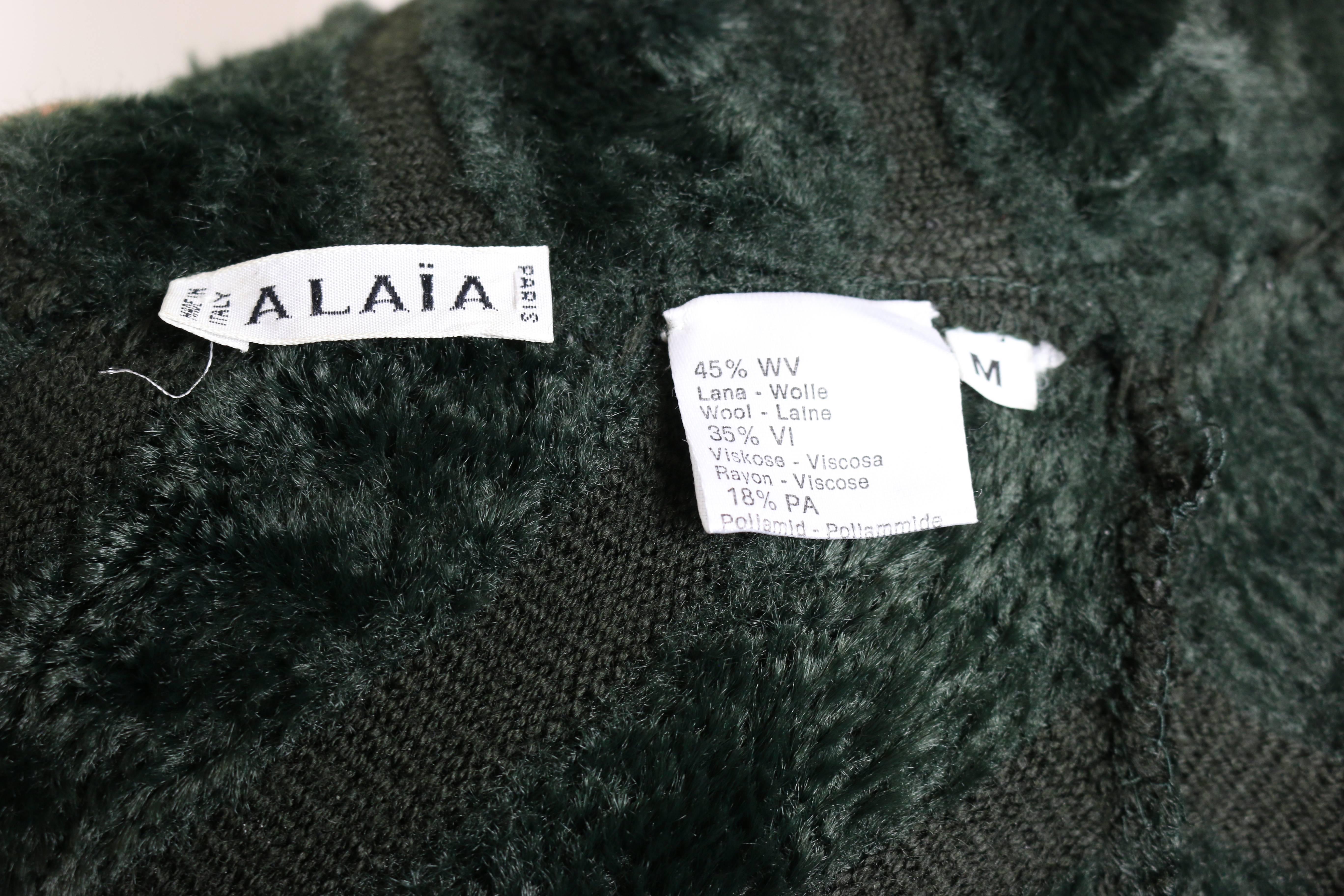 Alaia Green Chenille Dress In Excellent Condition For Sale In Sheung Wan, HK