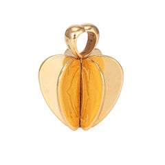 Vintage 90s Cartier Apple Charm 18k Yellow Gold Spinning Pendant Heart Jewelry