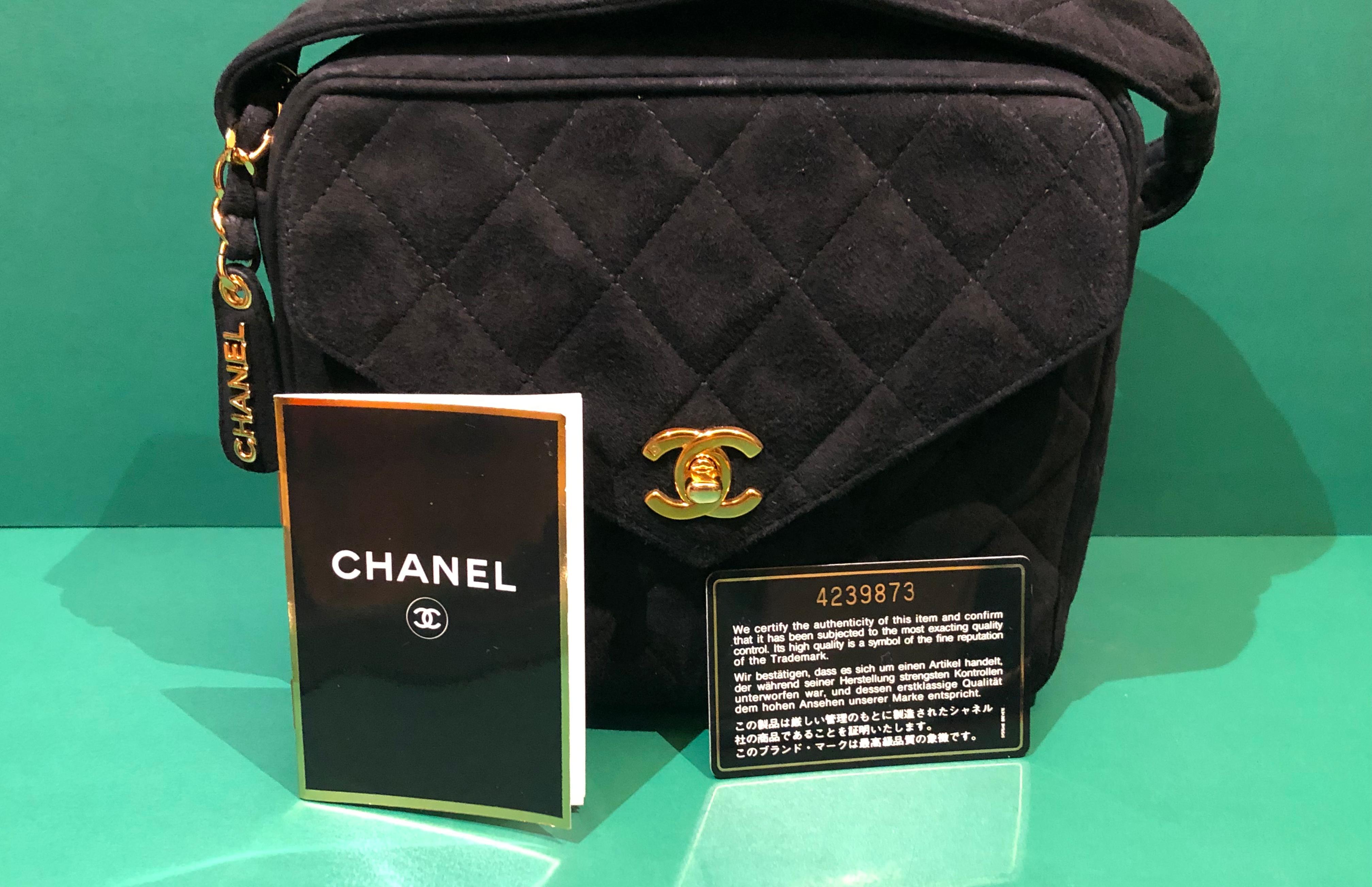 Chanel Black Quilted Suede Handle Handbag  For Sale 3