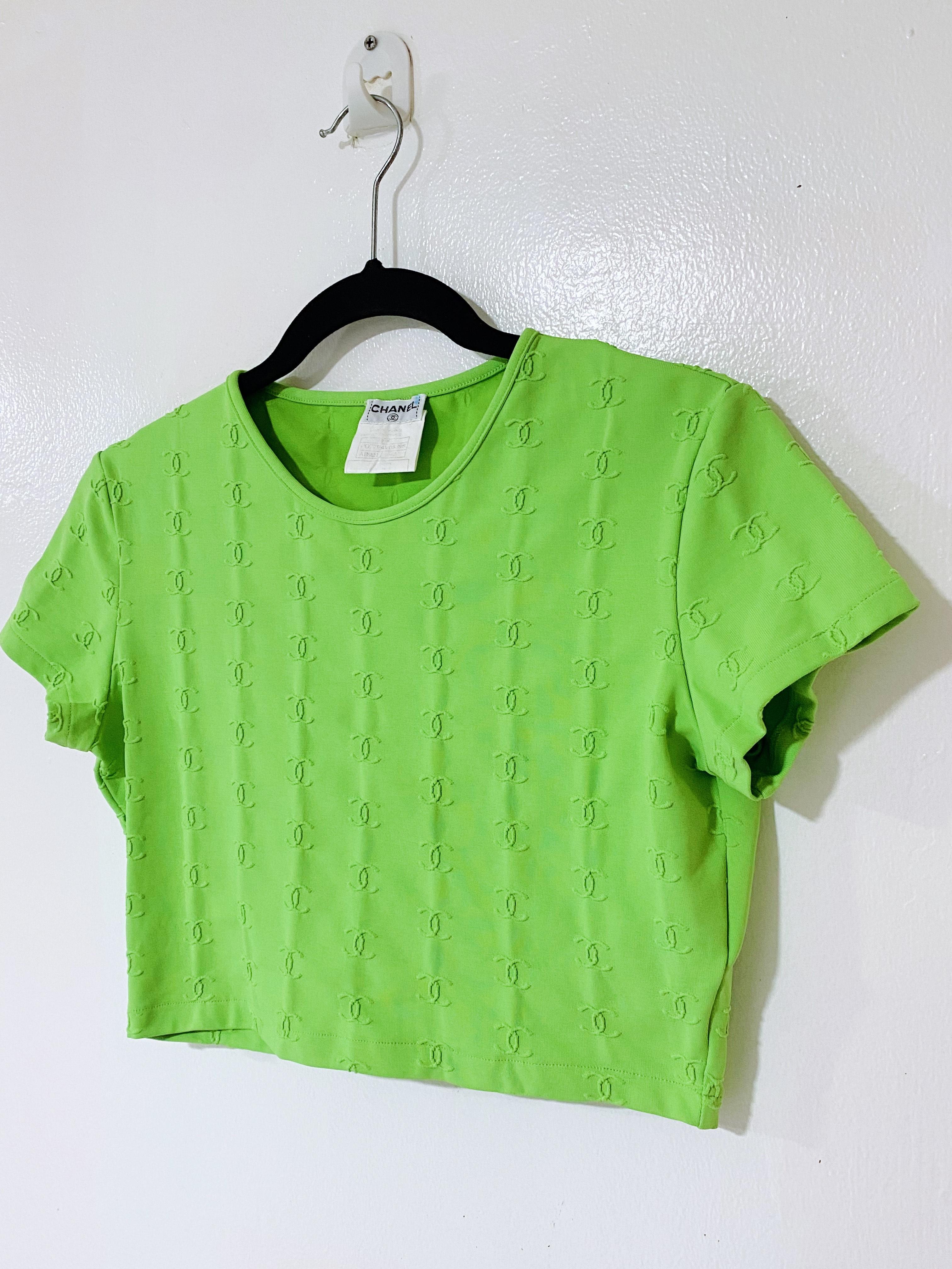 Vintage 90's CHANEL green top For Sale 3