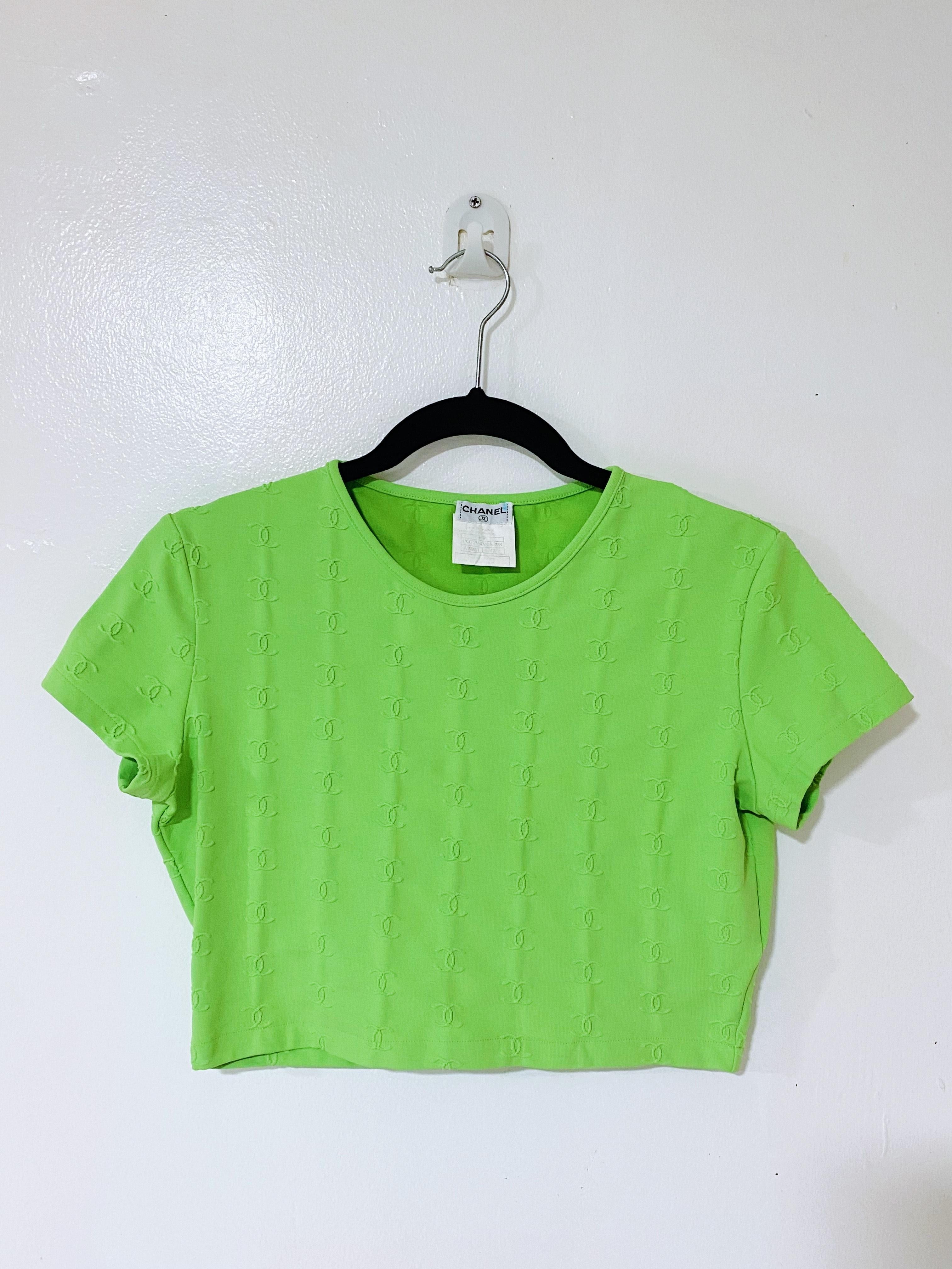 Vintage 90's CHANEL green top For Sale 5