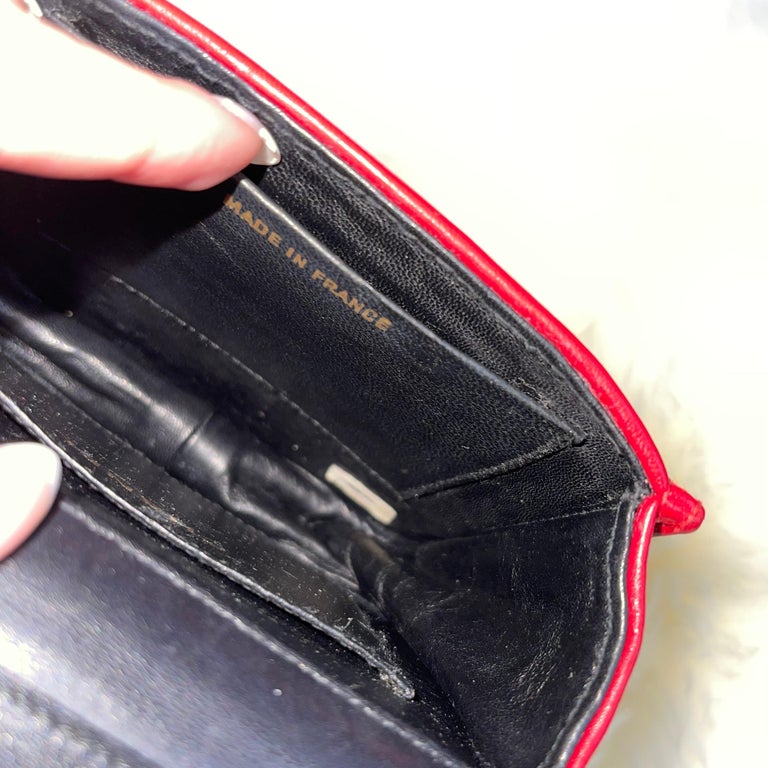 Vintage 90s Chanel Red Top Handle Bag For Sale at 1stDibs