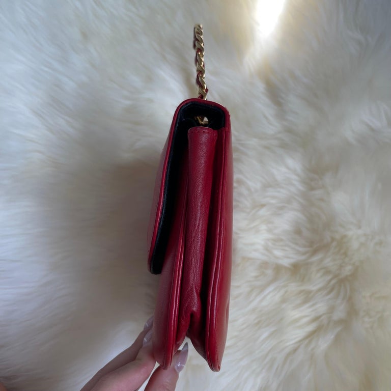Vintage 90s Chanel Red Top Handle Bag For Sale at 1stDibs