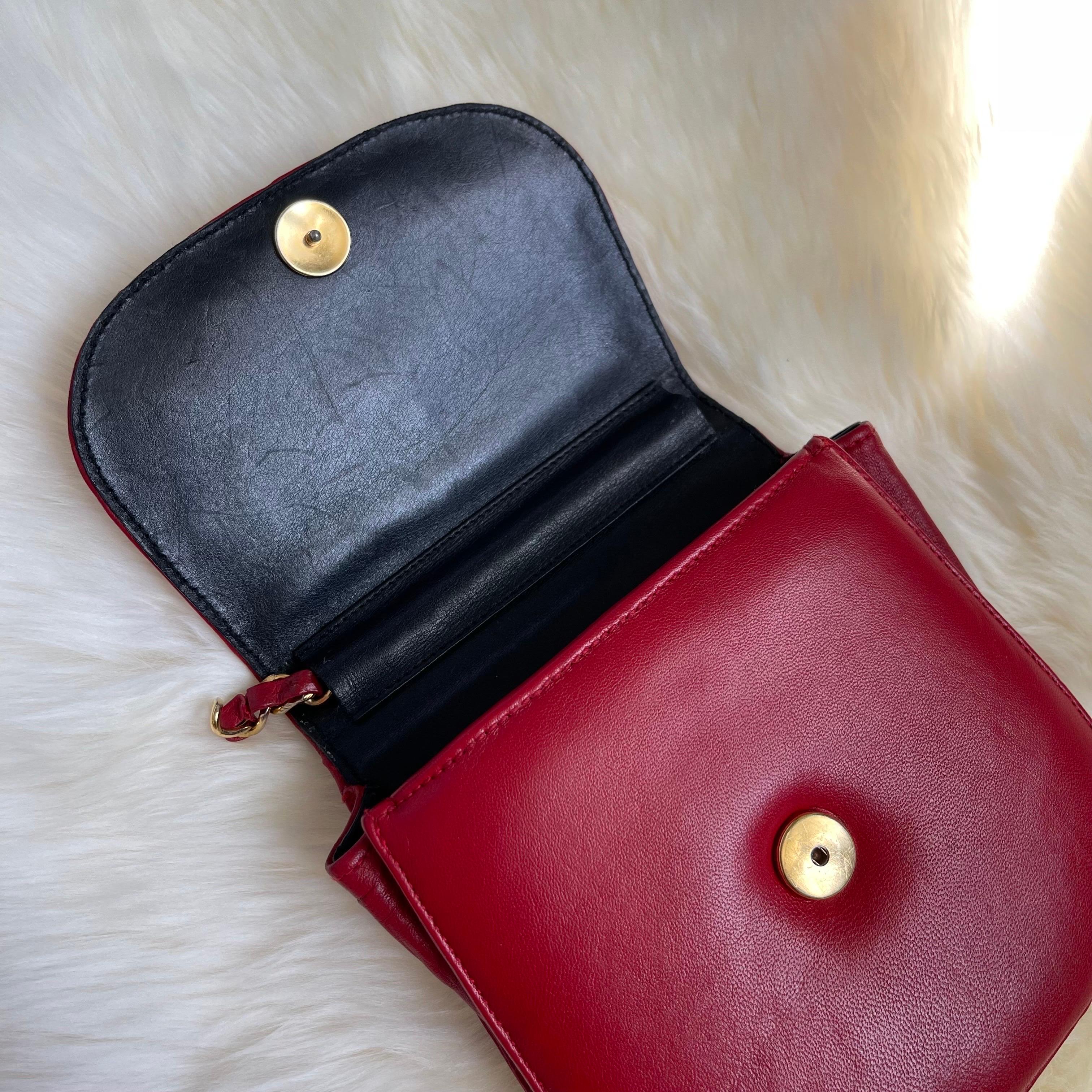 Vintage 90s Chanel Red Top Handle Bag In Excellent Condition In Malibu, CA