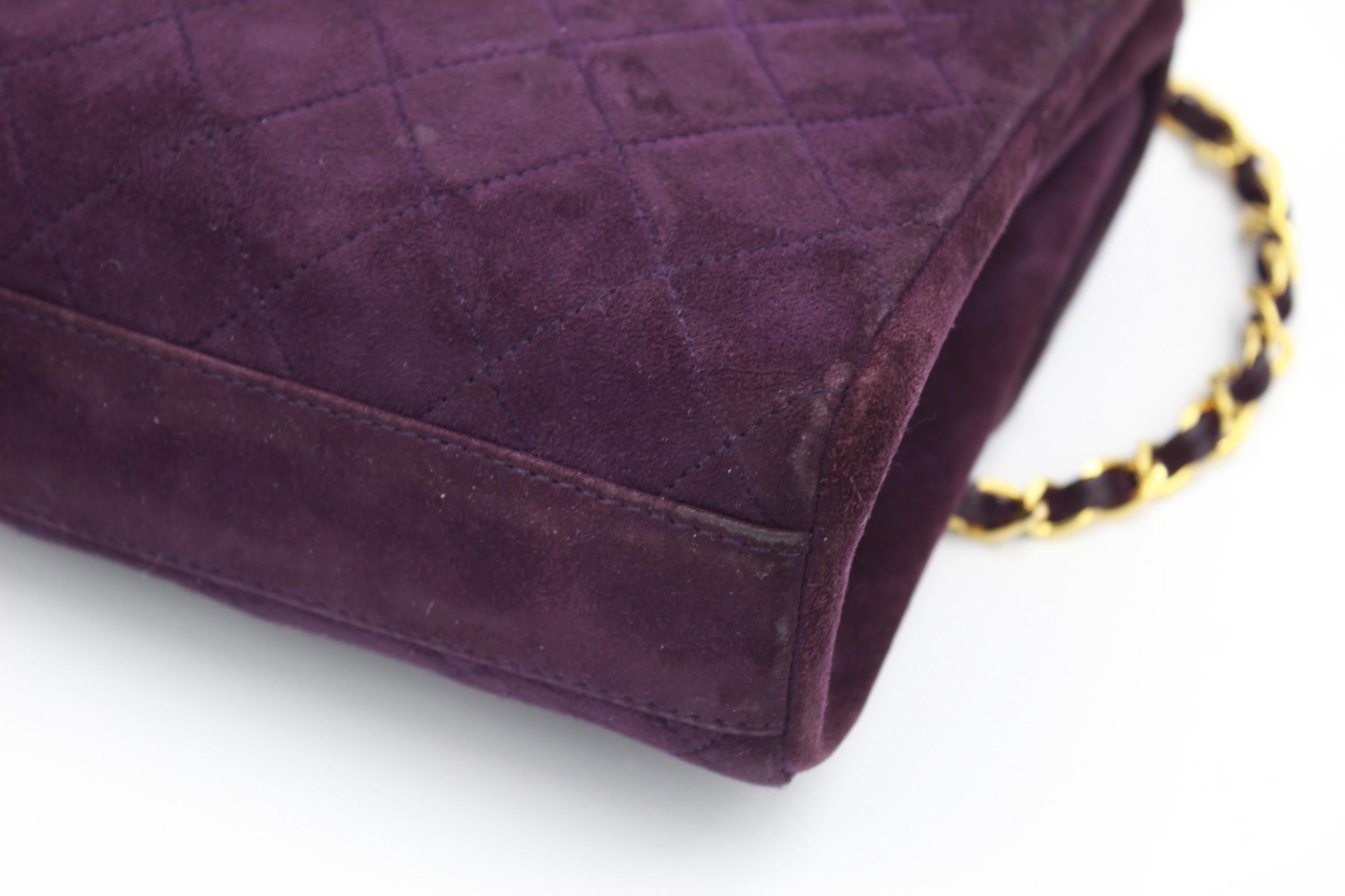 Black Vintage 90's Chanel Timeless Purple Suede Bag
