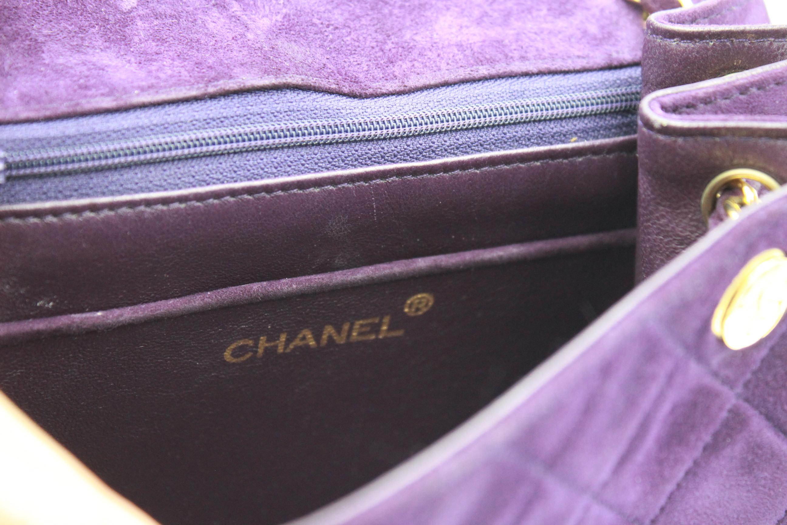 Women's Vintage 90's Chanel Timeless Purple Suede Bag