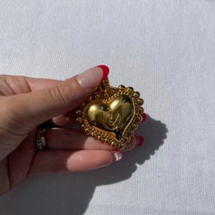 Vintage 90s Christian Lacroix Gold Heart Pendent/ Necklace on Velvet Ribbon