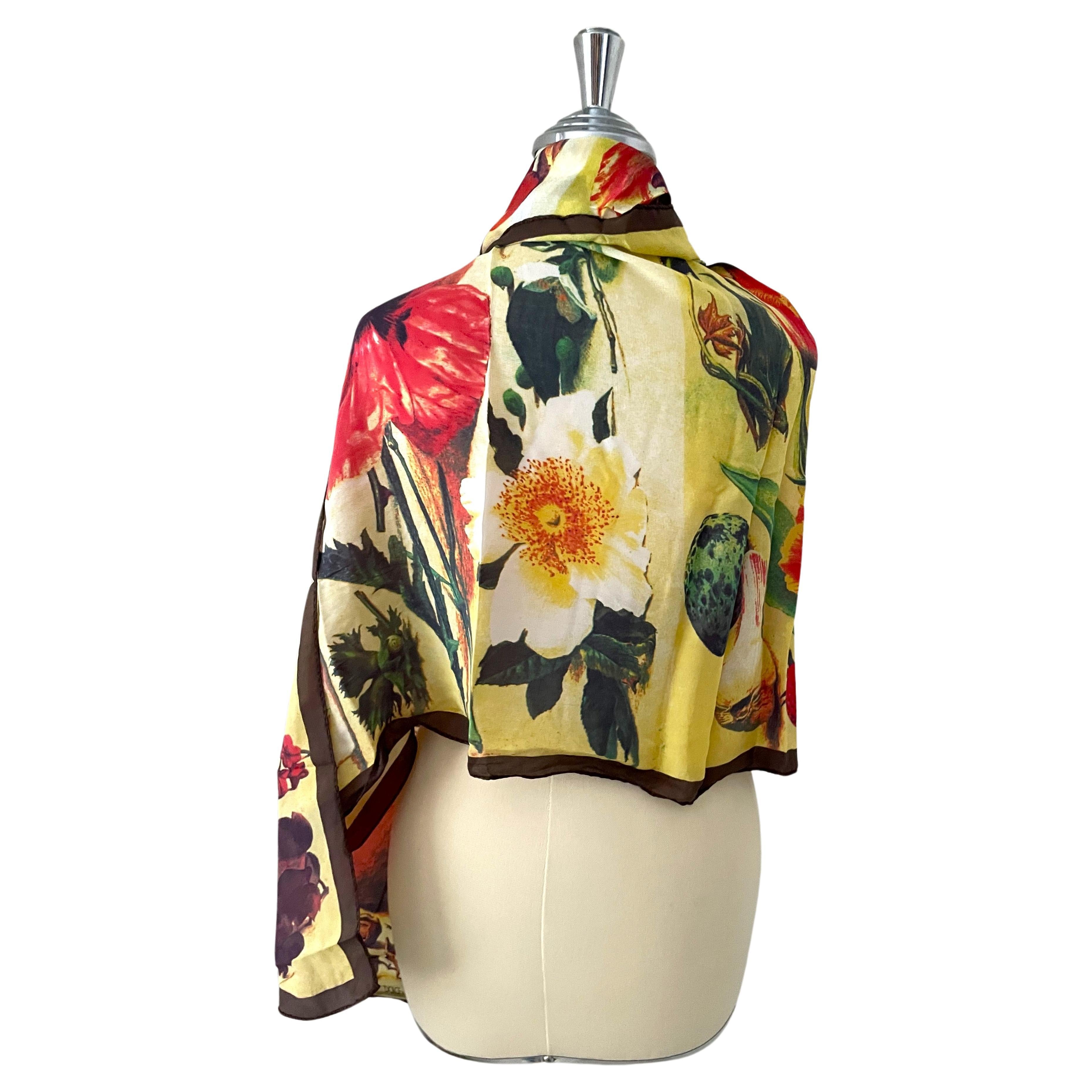 Rare 90s Vintage floral scarf foulard  Dolce Gabanna.
100% silk.  Made in Italy. Multicolored. Floral pattern, fruits, vegetables. Excellent condition.
