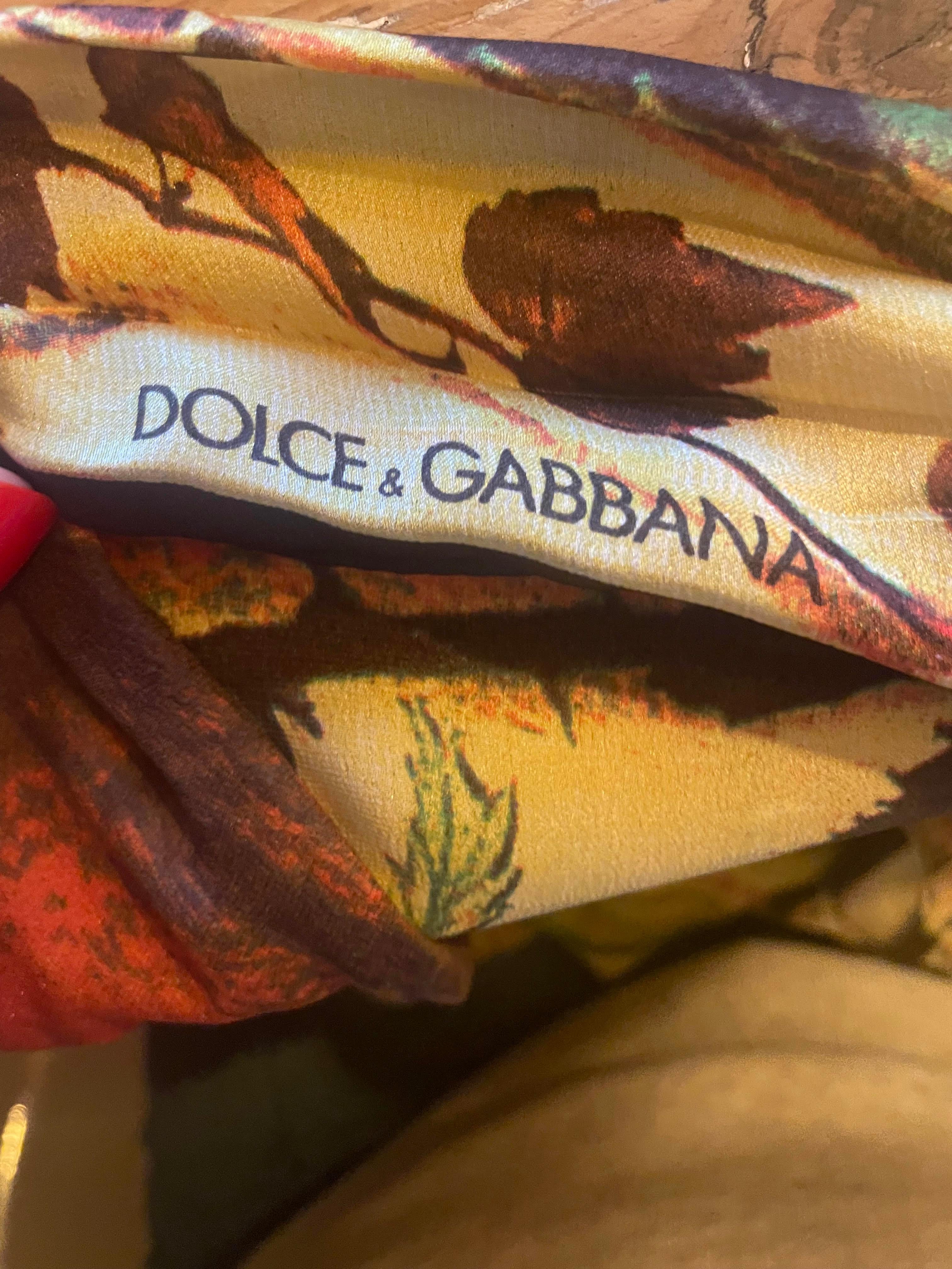 Women's Vintage 90s Dolce & Gabanna Scarf Foulard Scarf Floral 100% Silk 