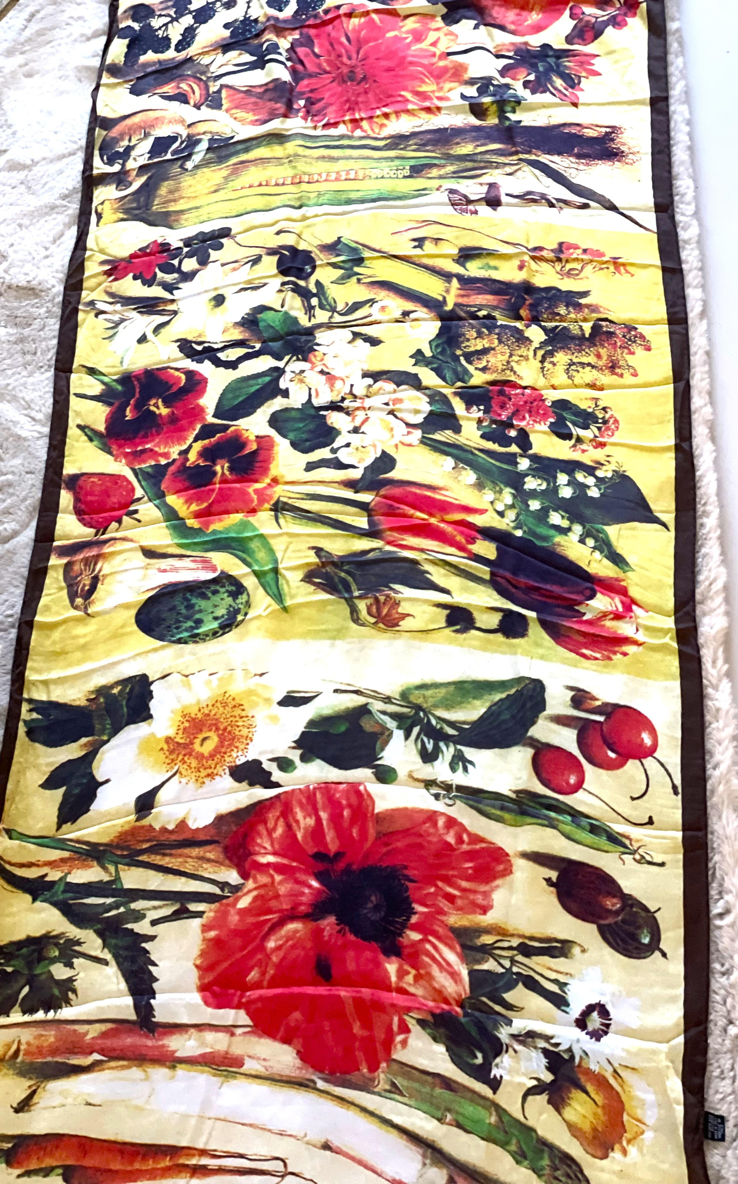 Vintage 90s Dolce & Gabanna Scarf Foulard Scarf Floral 100% Silk  2