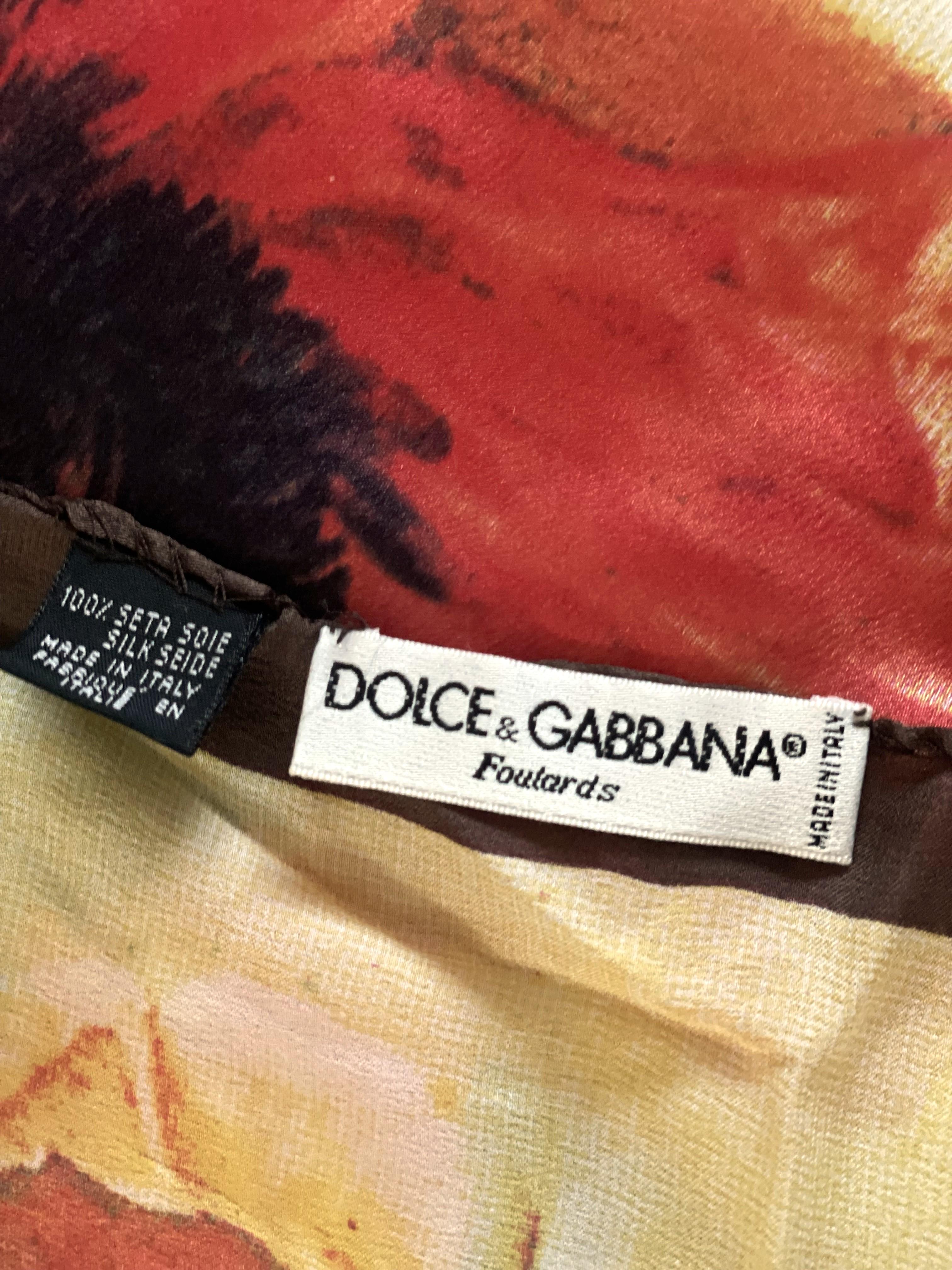 Vintage 90s Dolce & Gabanna Scarf Foulard Scarf Floral 100% Silk  3