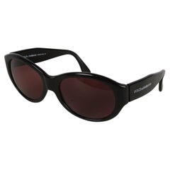 Used 90's Dolce & Gabbana 511S Black Frame & Rose Lenses Oval Fly Sunglasses