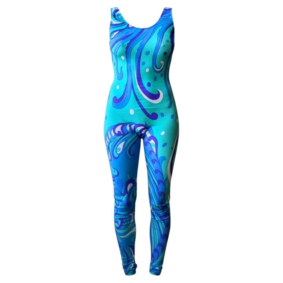 Vintage 90s Emilio Pucci Psychedelic Print Catsuit im Angebot