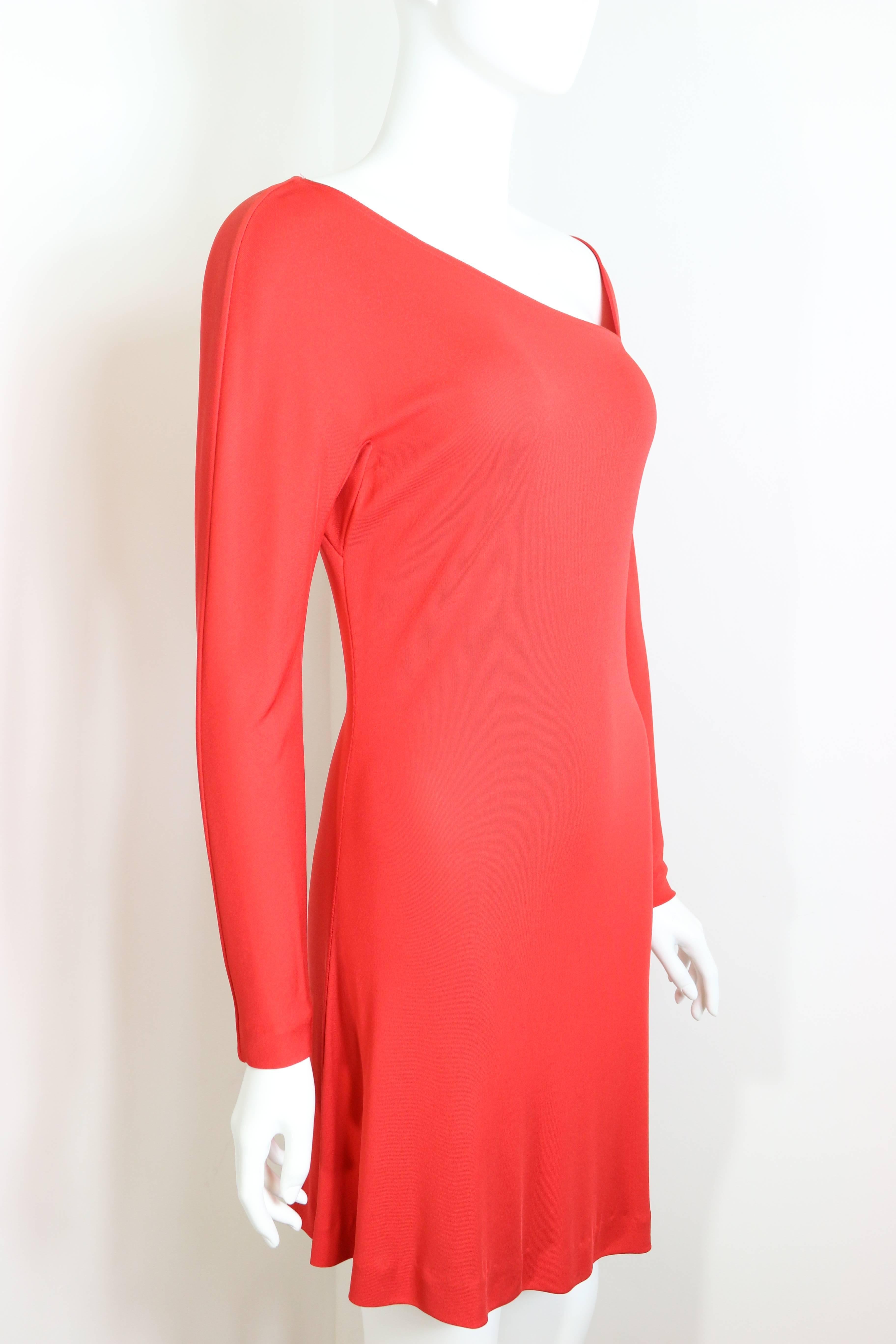 Vintage 90s Gianni Versace Couture Red Asymmetric Dress In Excellent Condition For Sale In Sheung Wan, HK