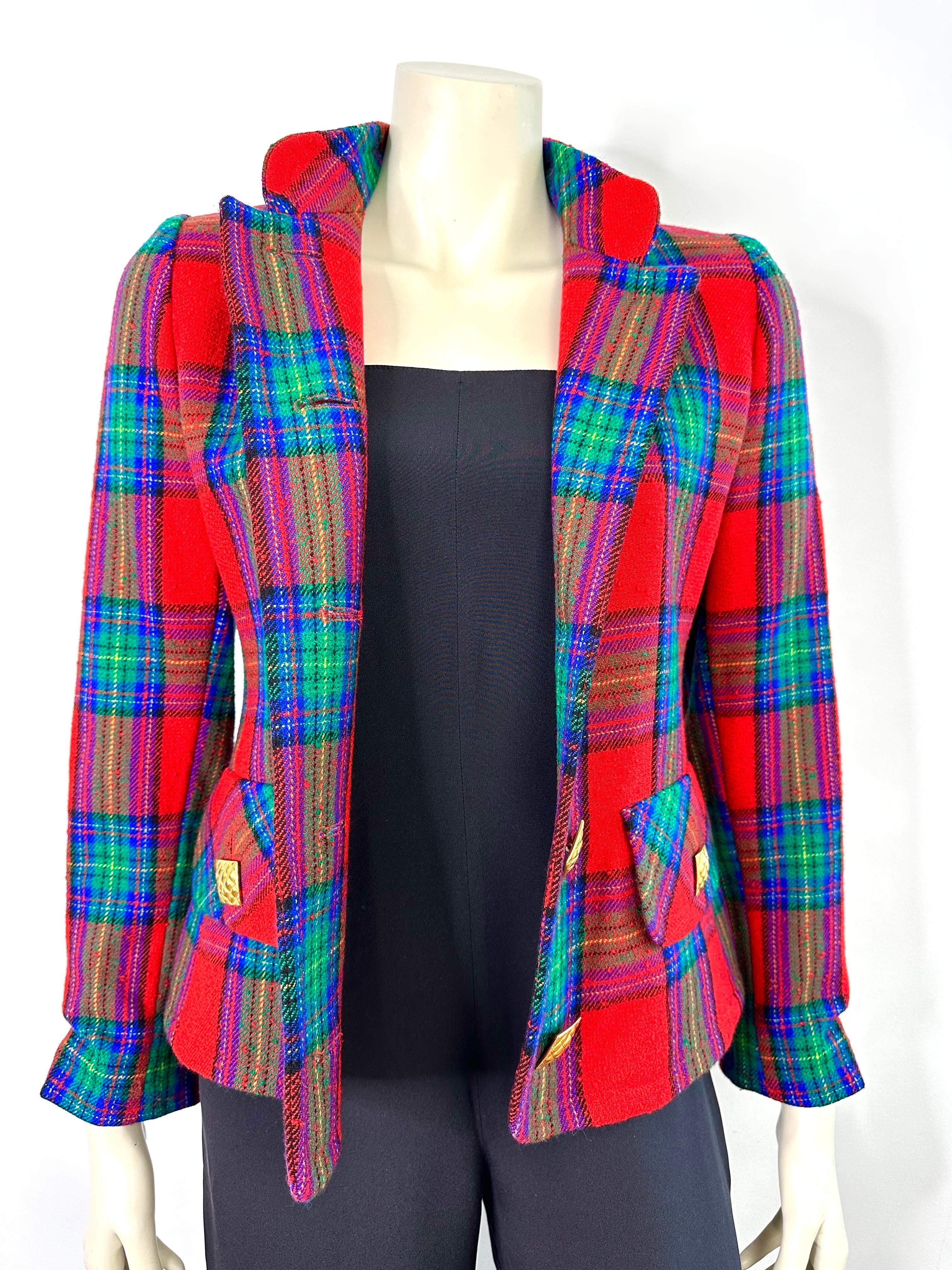 Vintage 90’s Givenchy tartan wool jacket 6