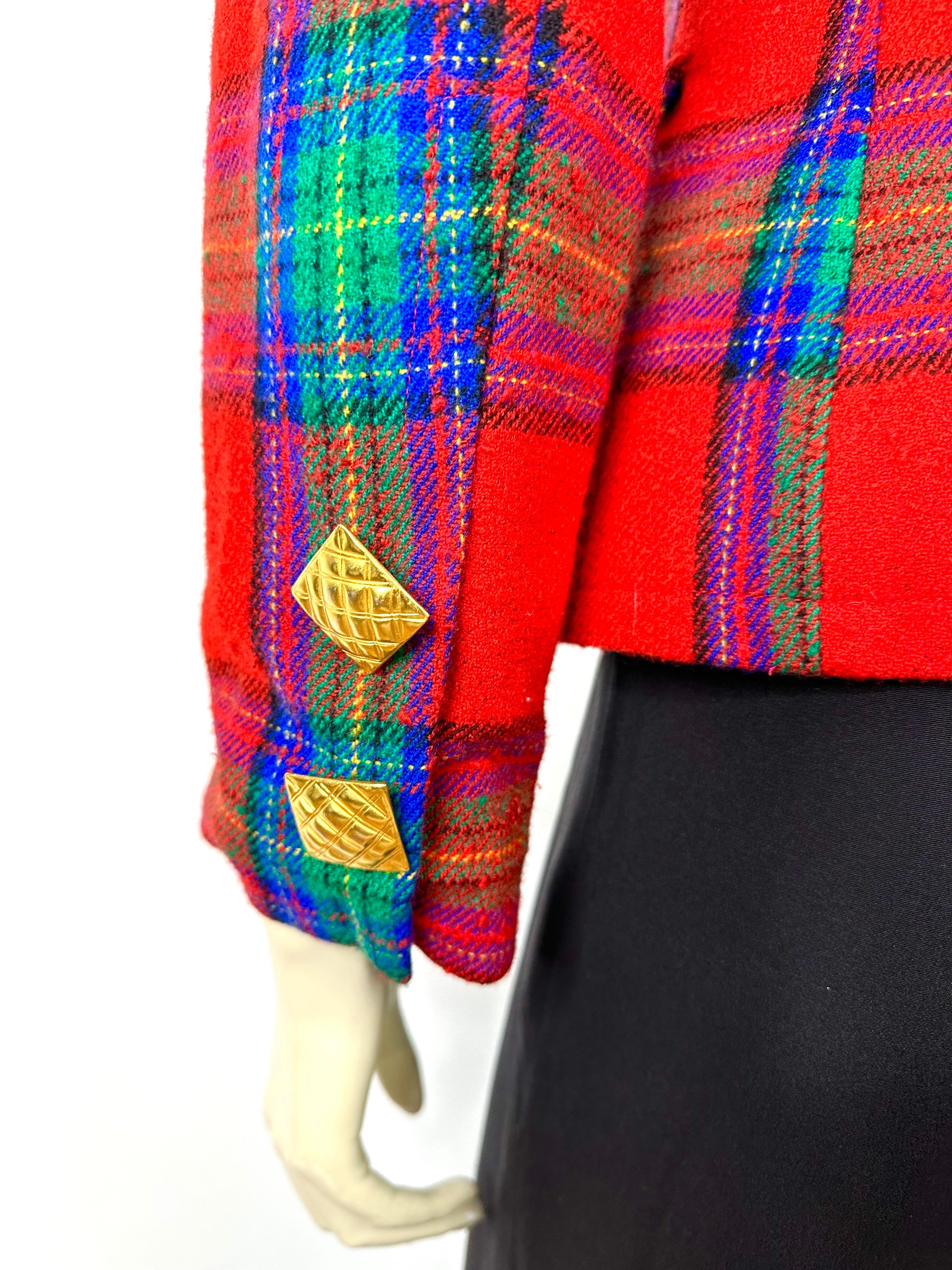 Vintage 90’s Givenchy tartan wool jacket 3