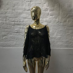 Vintage 90s Grunge Knitted Chain Sleeve Top