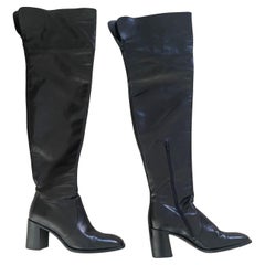 Vintage 90s I Cavallin Over the Knee Leather Black Boots size IT 40