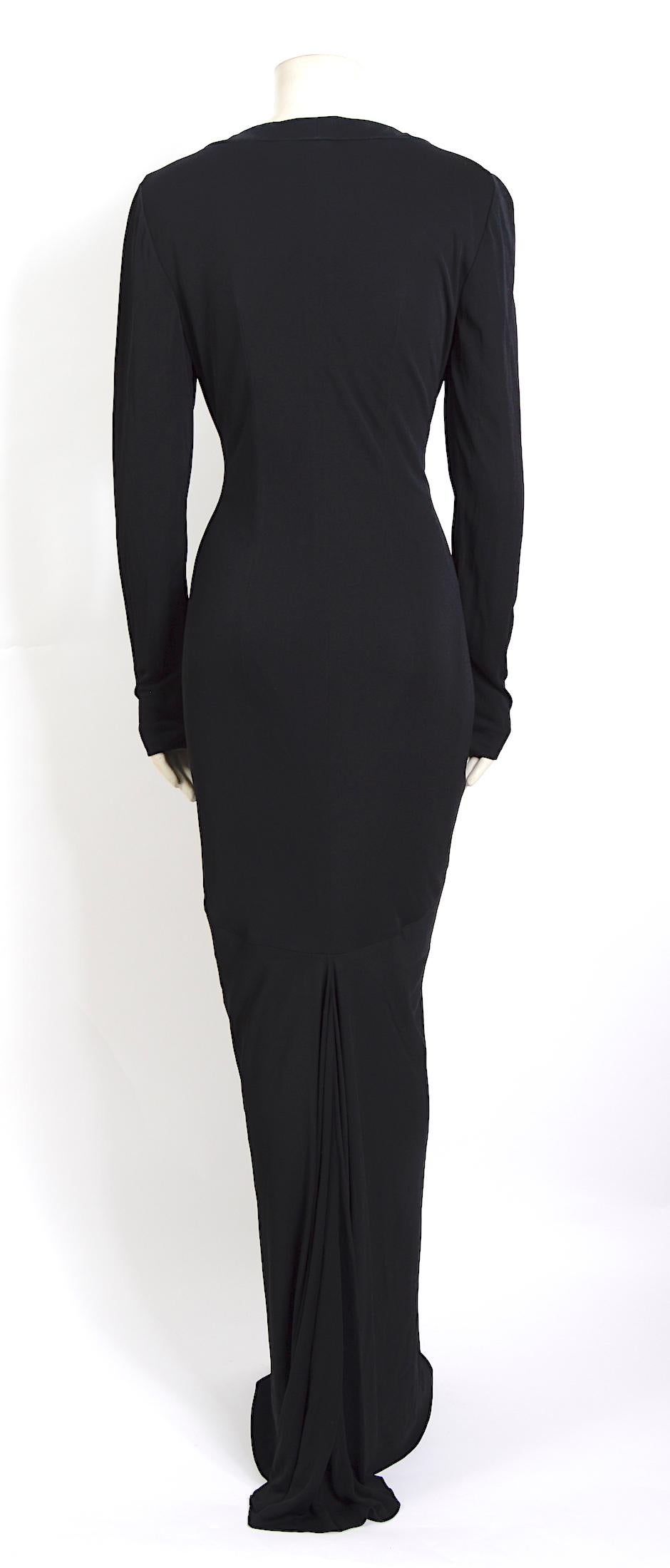 Black Vintage 90s Jacques Fath draped black jersey long dress 