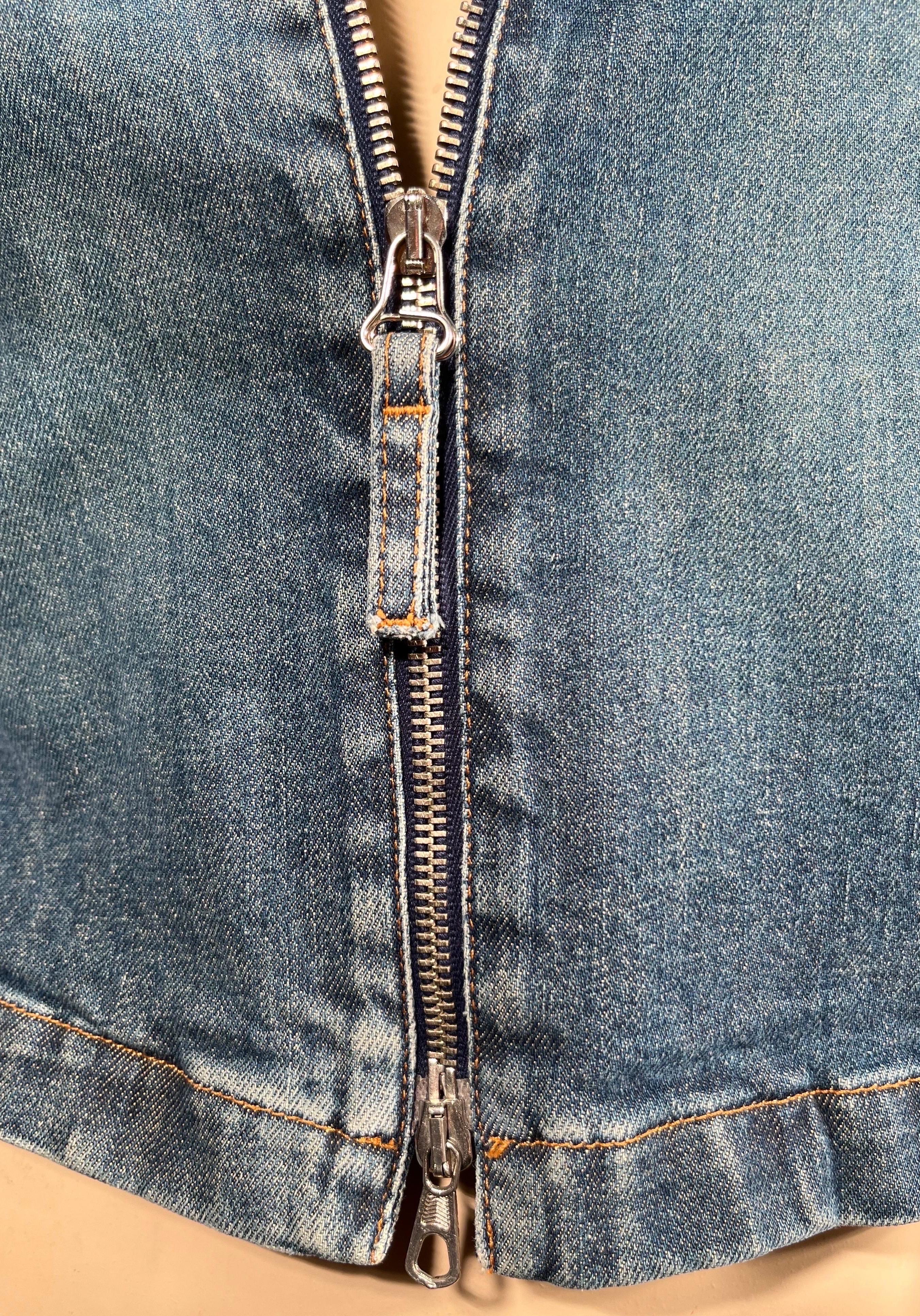 Vintage 90's JEAN PAUL GAULTIER Denim & Plaid Zip-Up Jacket 3