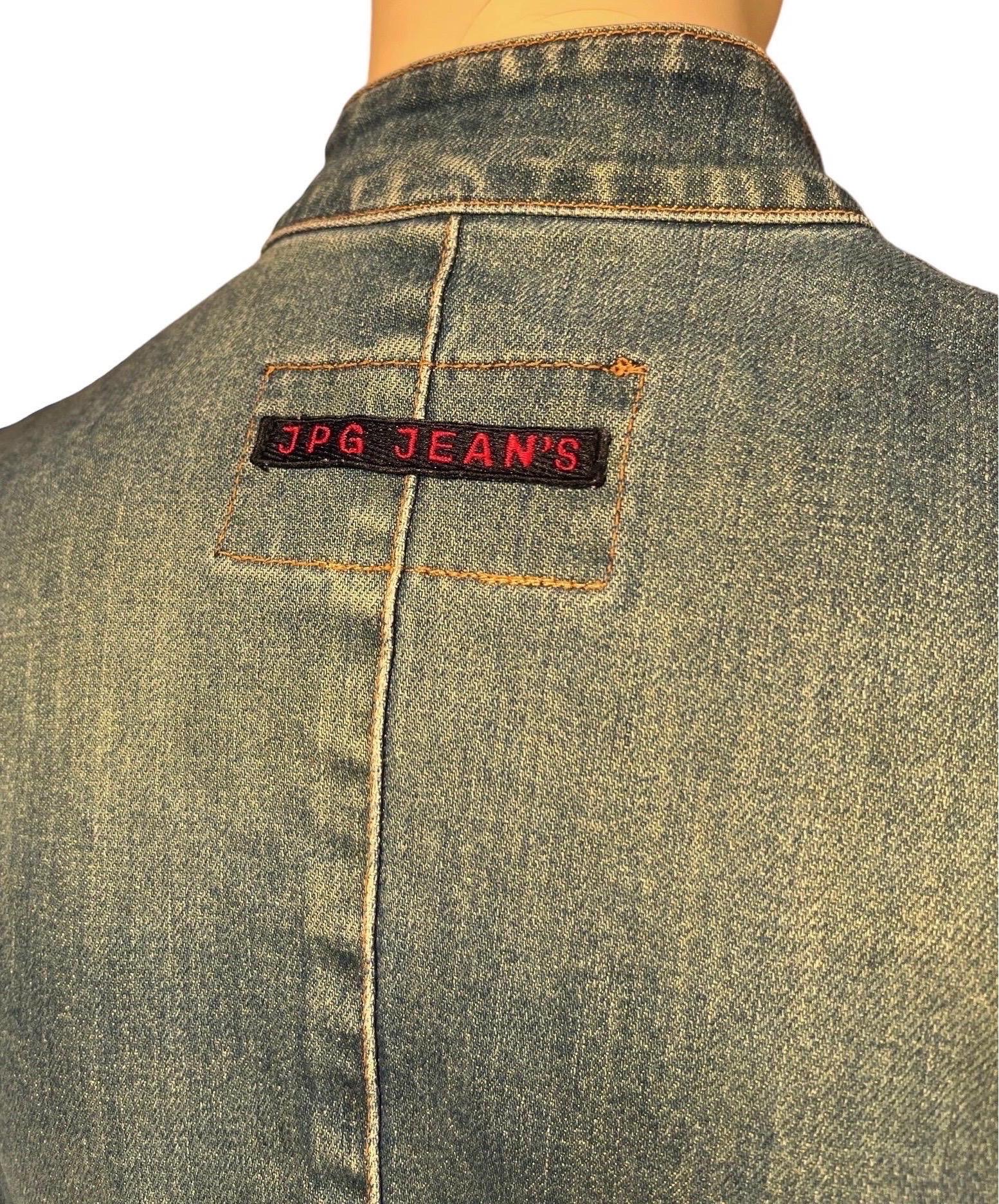 Vintage 90's JEAN PAUL GAULTIER Denim & Plaid Zip-Up Jacket 4