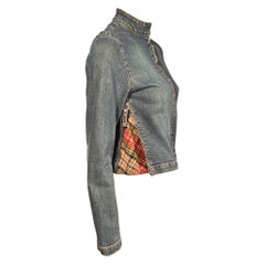 Vintage 90's JEAN PAUL GAULTIER Denim & Plaid Zip-Up Jacket