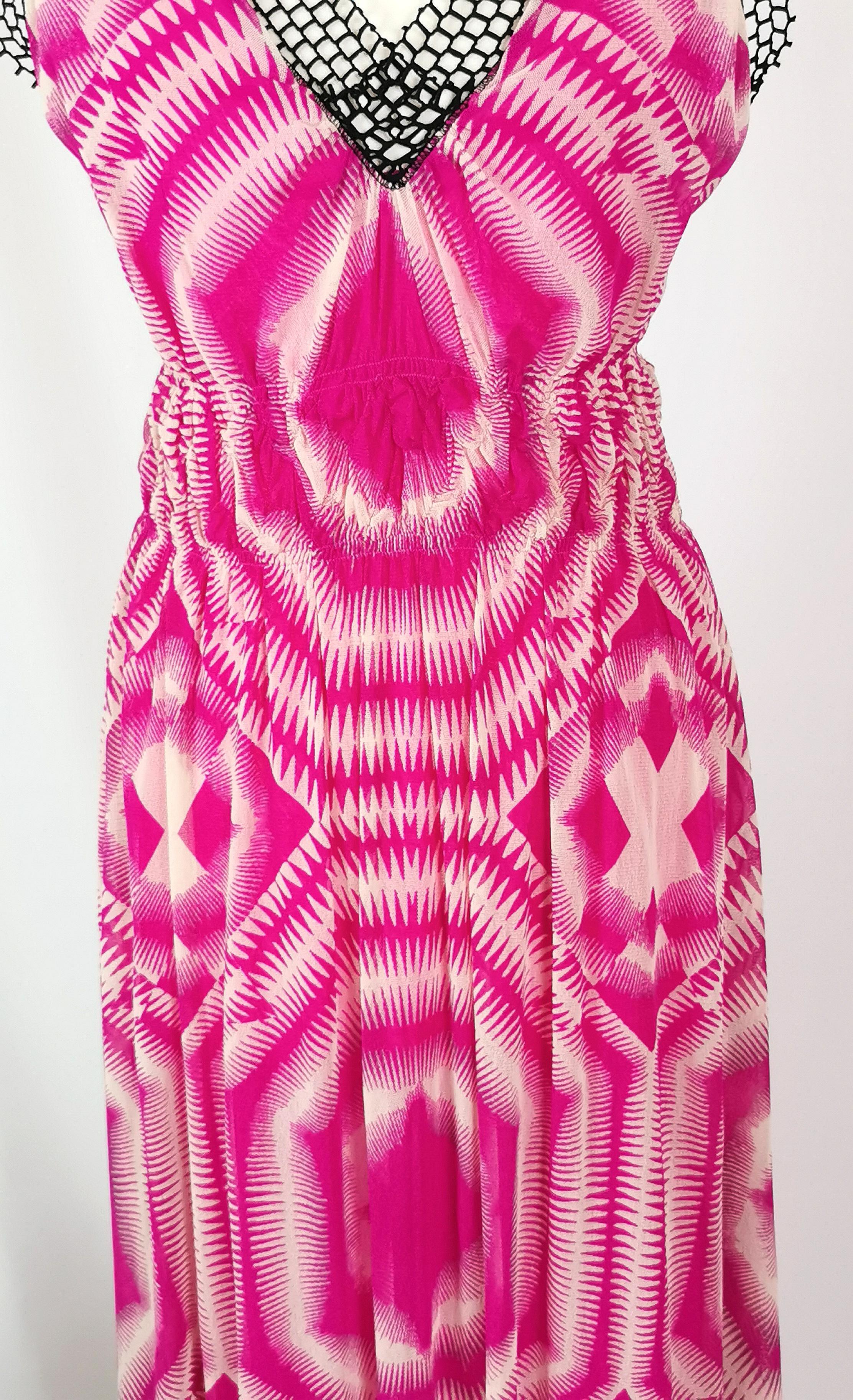 Pink Vintage 90s Jean Paul Gaultier Soleil maxi dress, tie dye  For Sale