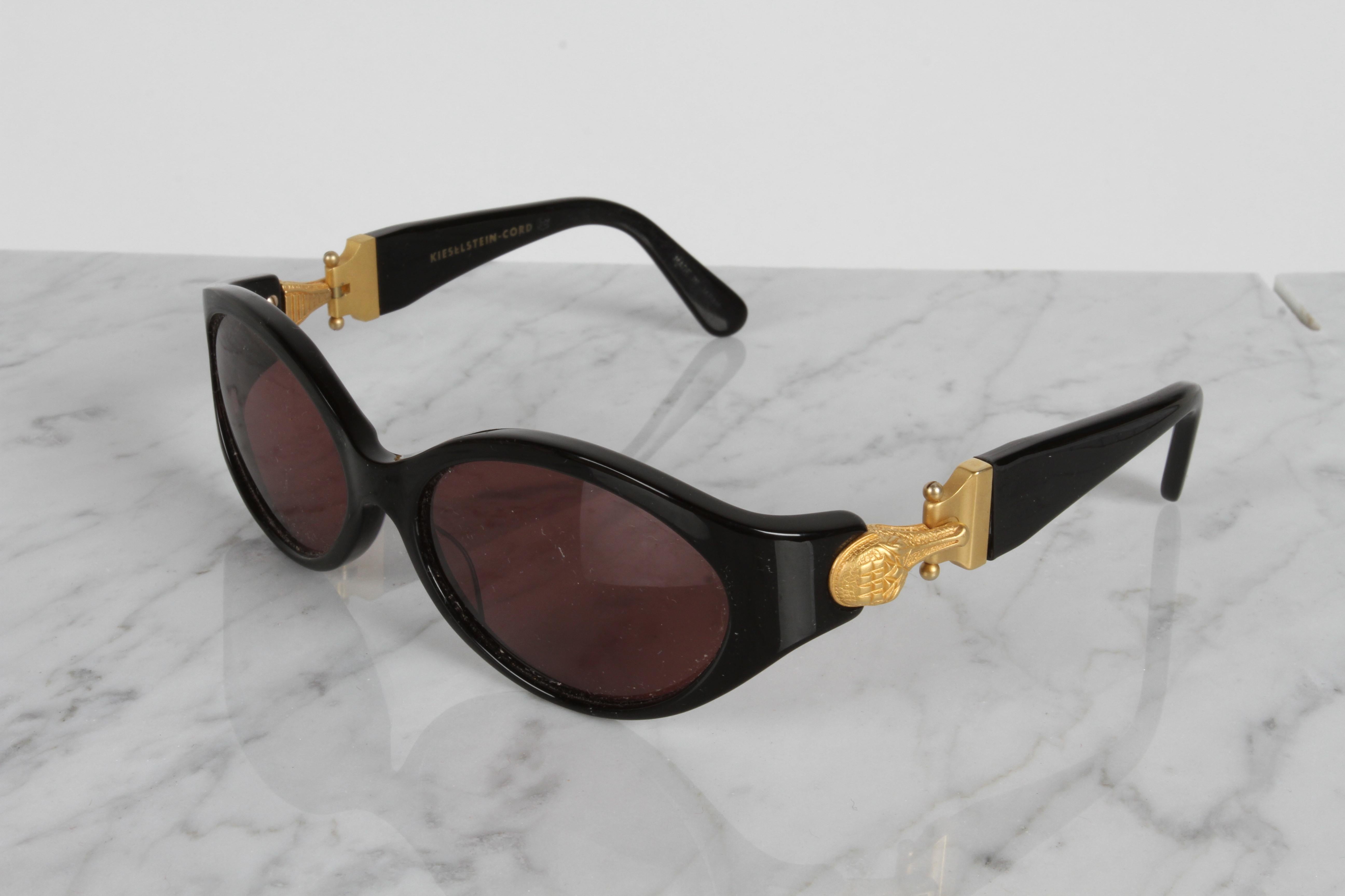 Vintage 90's Kieselstein-Cord Sunglasses Black & Gold 