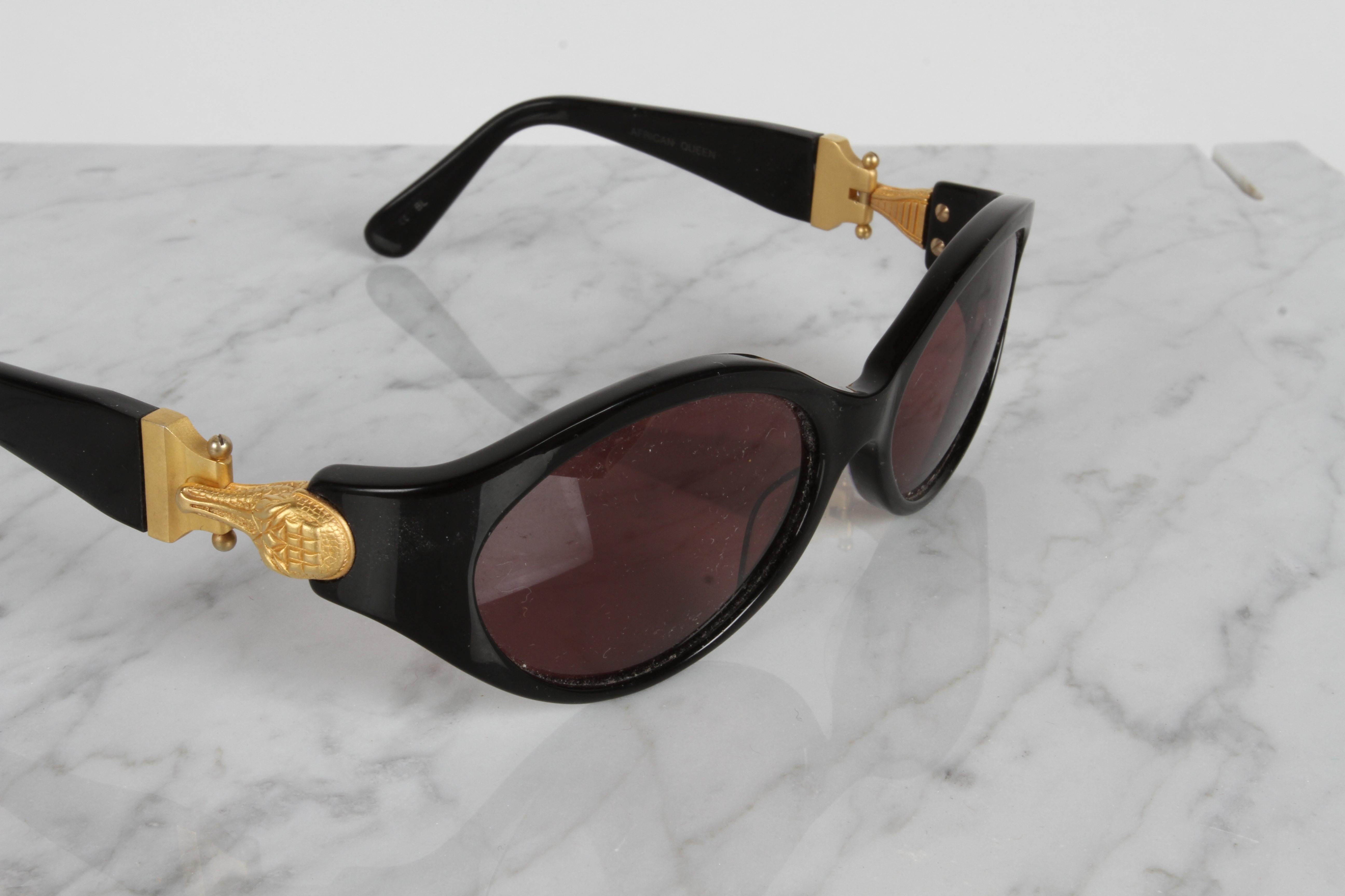 Vintage 90's Kieselstein-Cord Sunglasses Black & Gold 