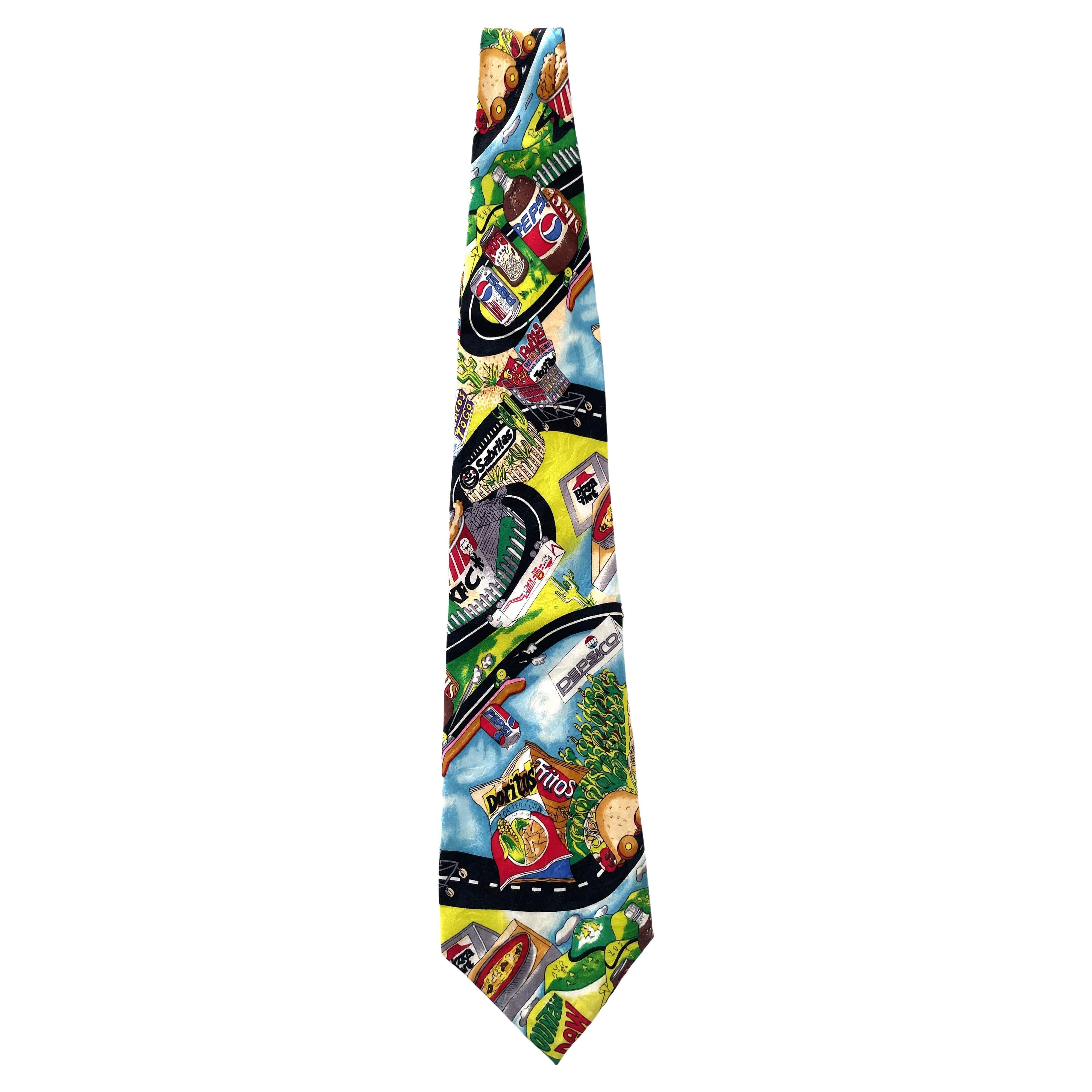 Vintage 90s Limited NICOLE MILLER Pepsi Co Pepsi Mountain Dew KFC Pizza Hut Tie  For Sale